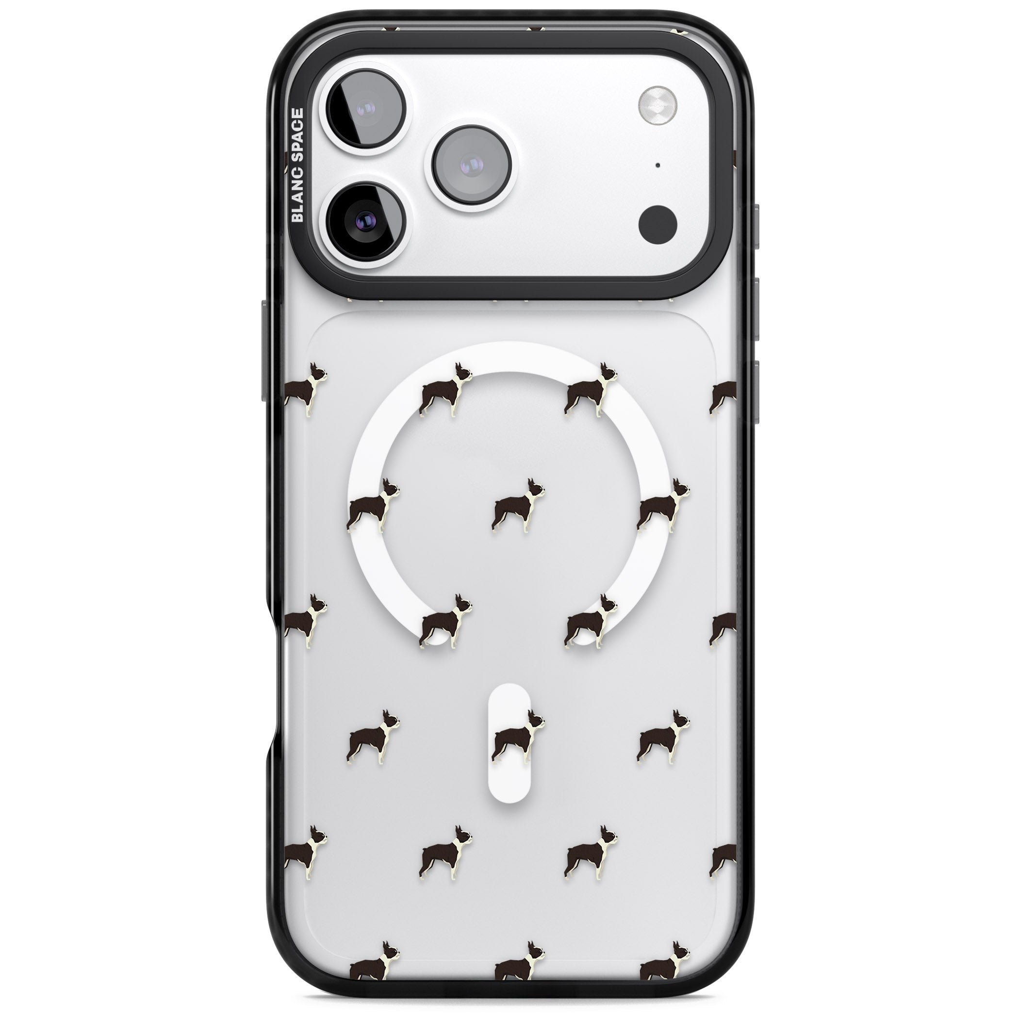 Boston Terrier Pattern iPhone 17 Pro Max Impact Pro Black Phone Case