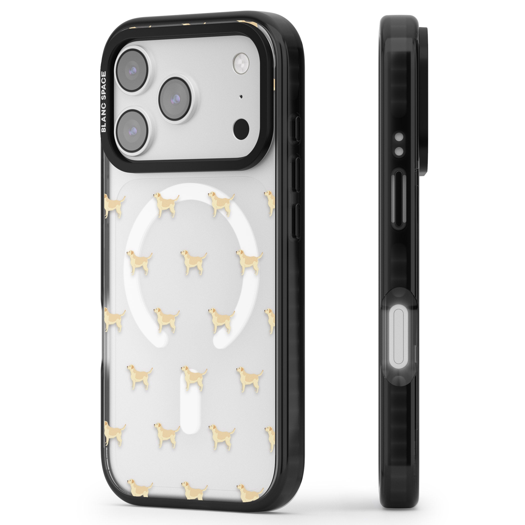 Tan Labrador Dog Pattern iPhone 17 Pro Max Impact Pro Black Phone Case Side Profile