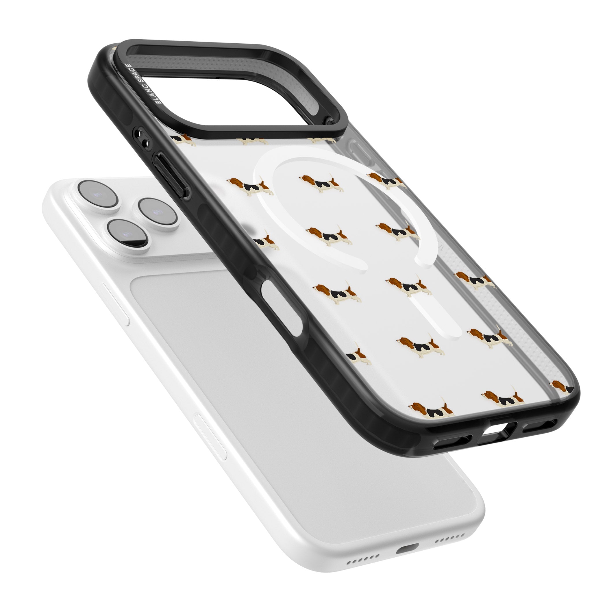 Basset Hound Pattern iPhone 17 Pro Max Impact Pro Black Phone Case Colours