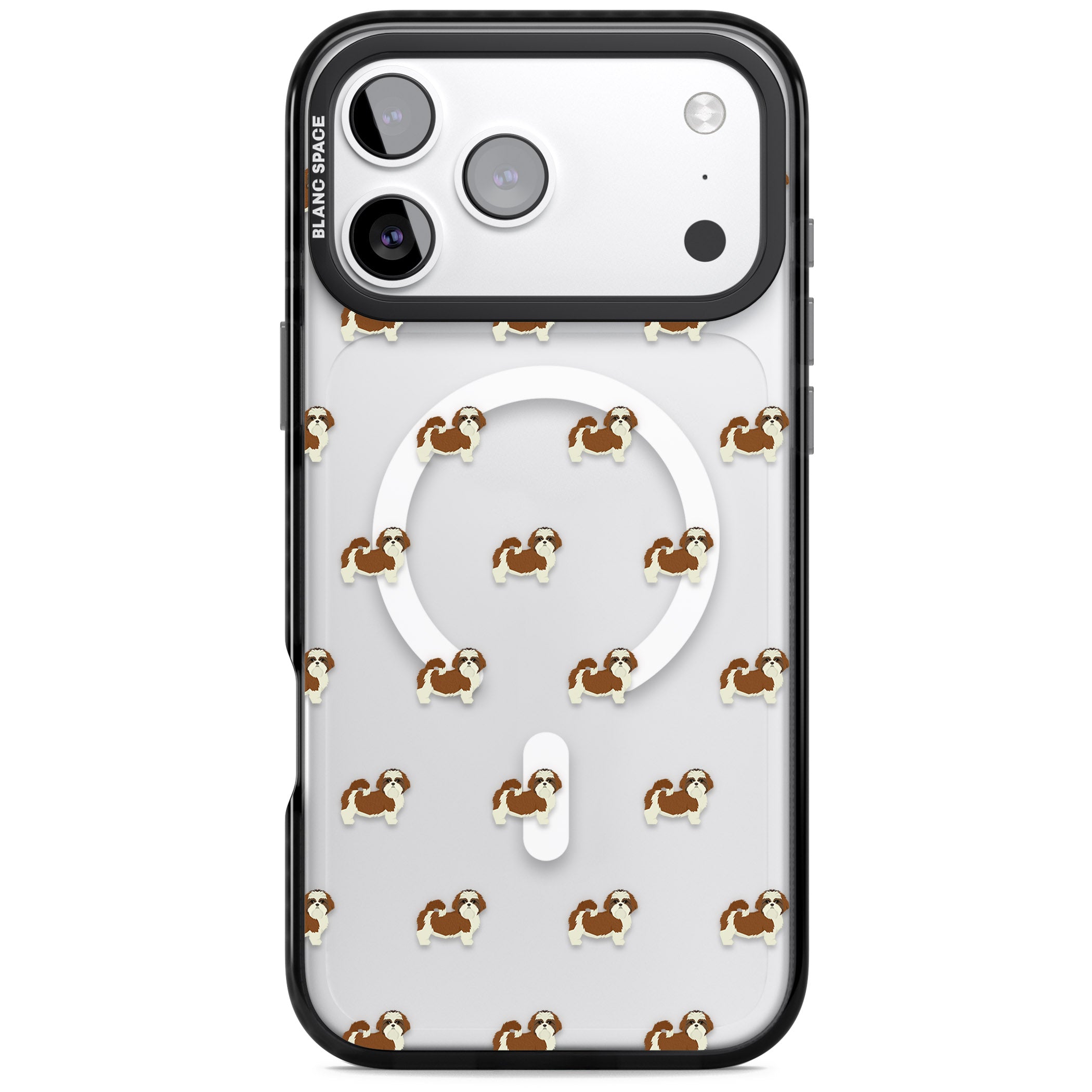 Shih Tzu Pattern Clear iPhone 17 Pro Max Impact Pro Black Phone Case