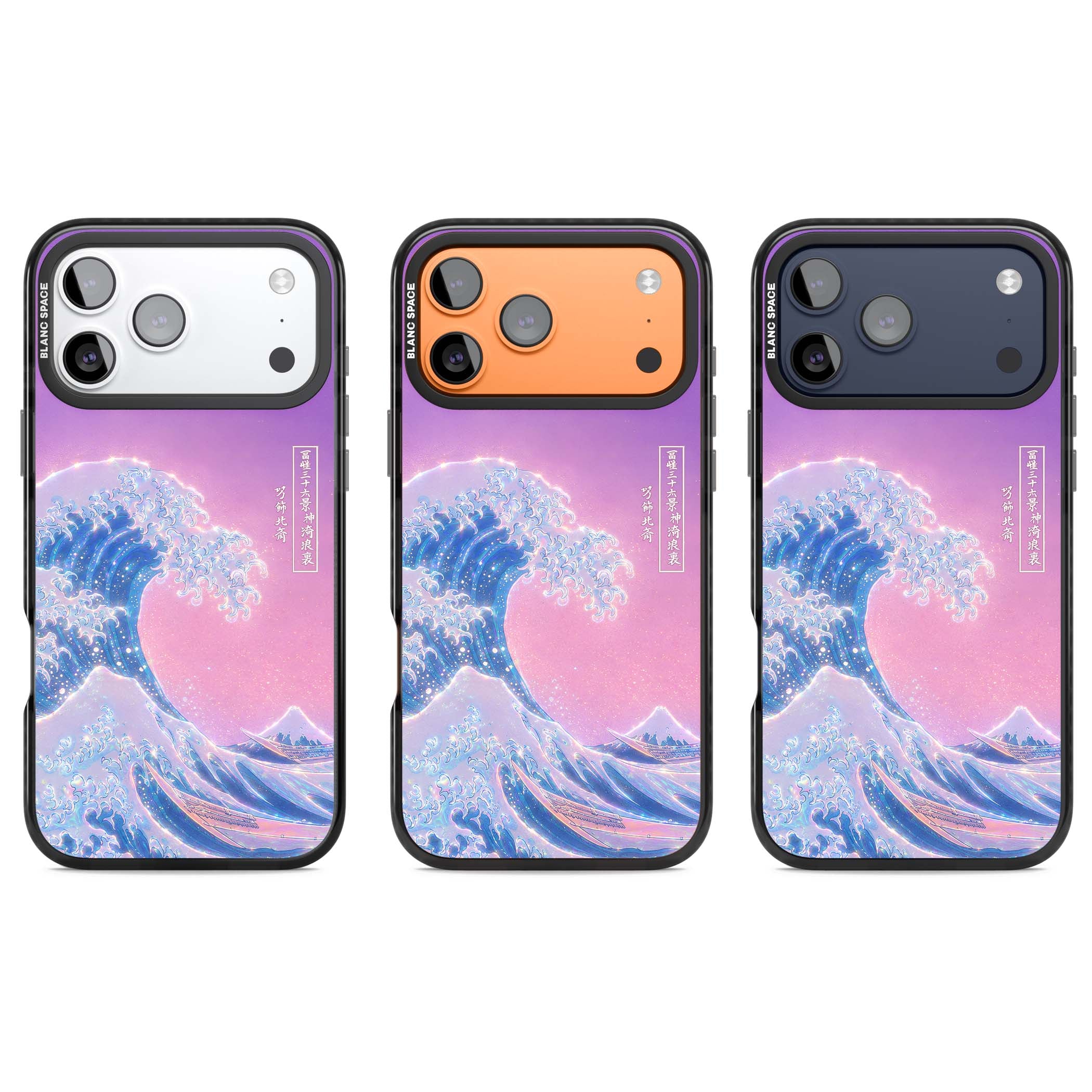 The Great Opal Wave Japanese iPhone case featuring Hokusai's great wave in iridescent pastels with lilac sky and Mou | Black Impact Magsafe case for iPhone 17 Pro, iPhone 17 Pro Max