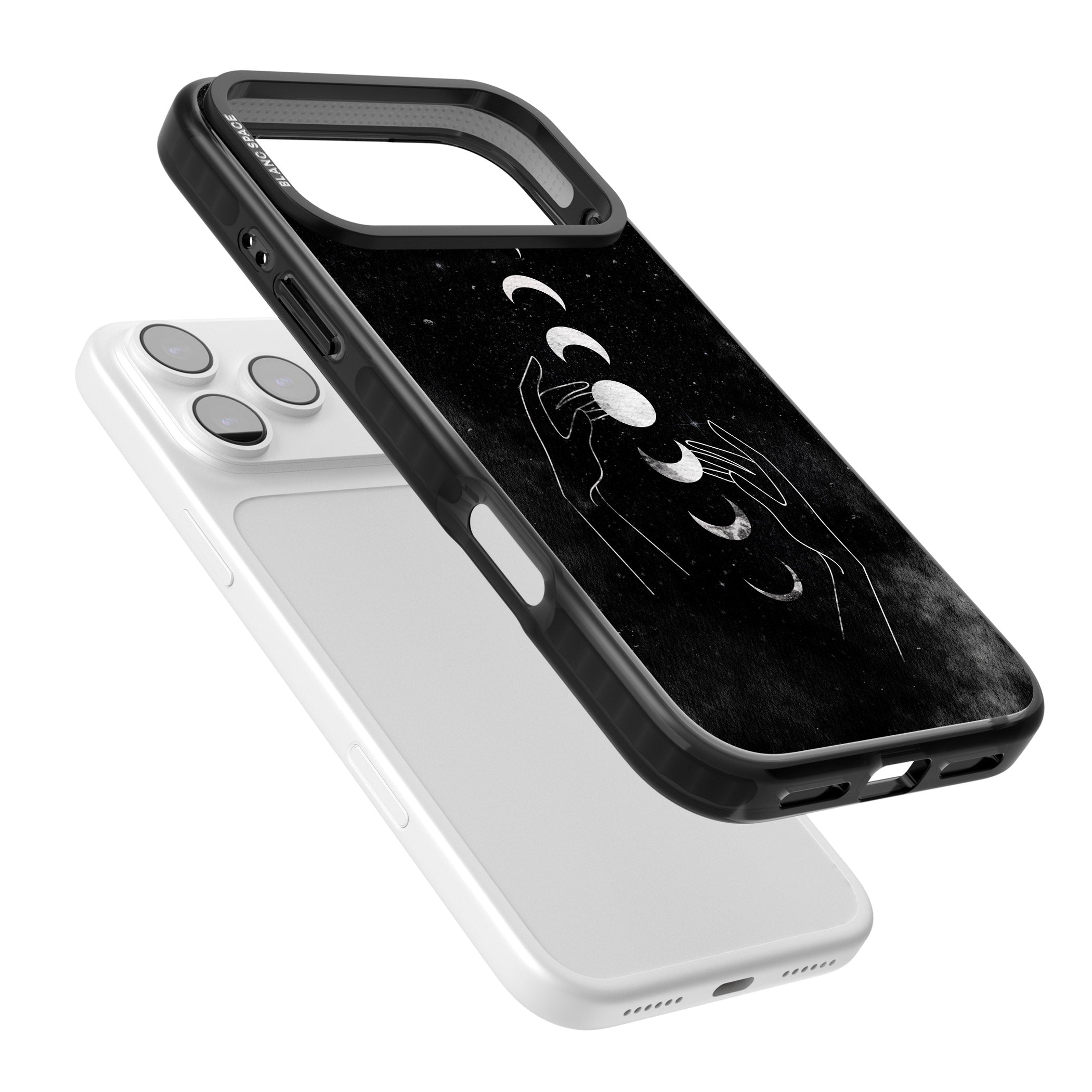 Moon Phases Hands iPhone 17 Pro Max Impact Pro Black Phone Case Colours