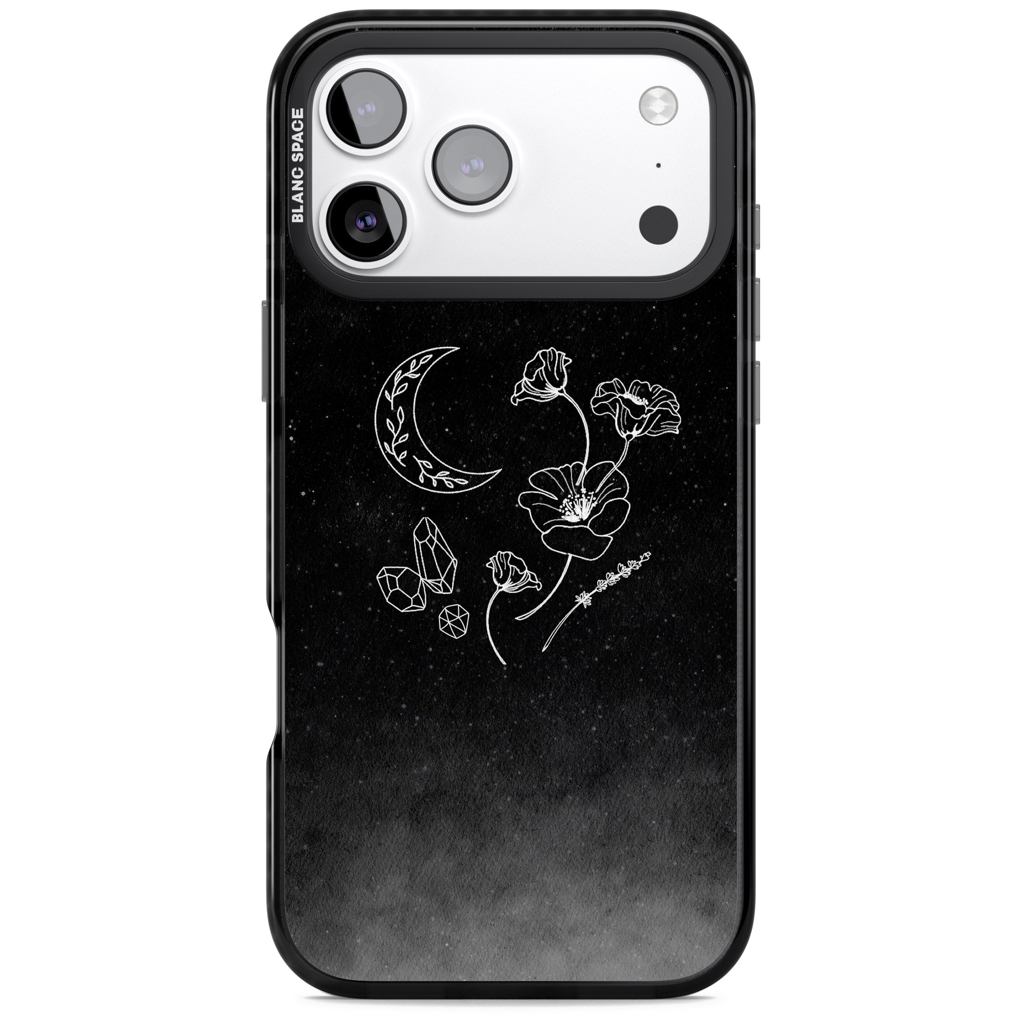Midnight Moon Botanic iPhone 17 Pro Max Impact Pro Black Phone Case