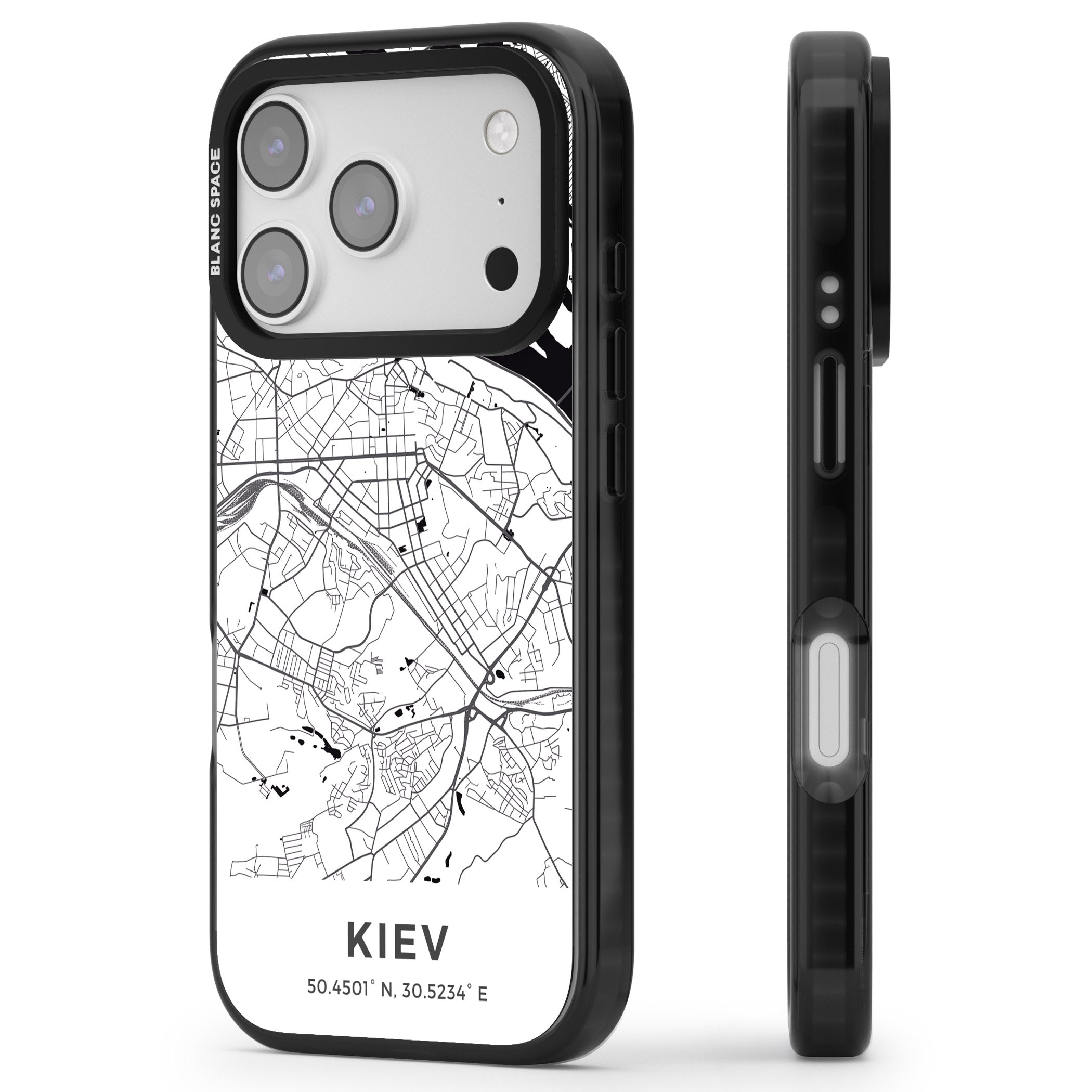 Kiev Map iPhone 17 Pro Max Impact Pro Black Phone Case Side Profile