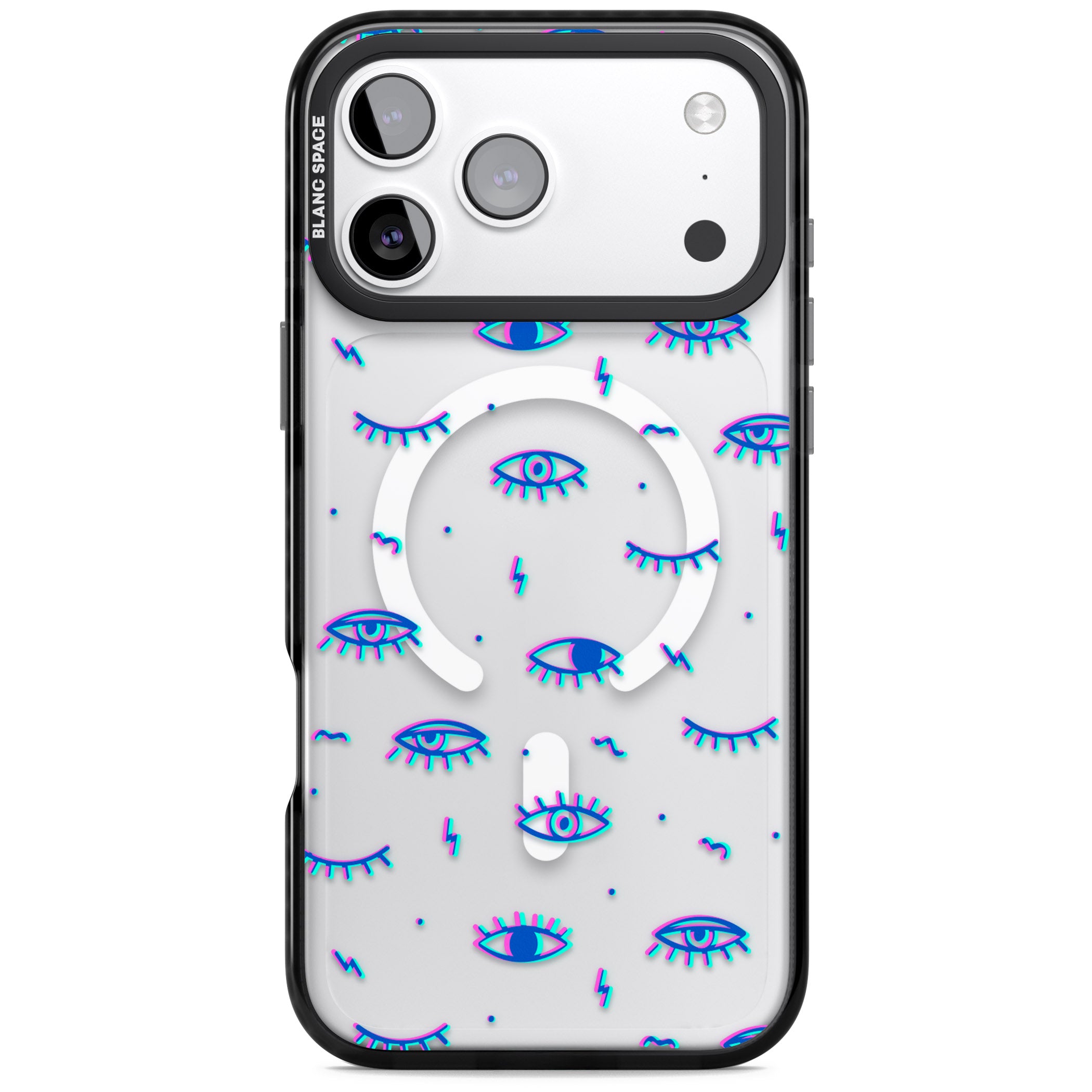Duotone Psychedelic Eyes iPhone 17 Pro Max Impact Pro Black Phone Case