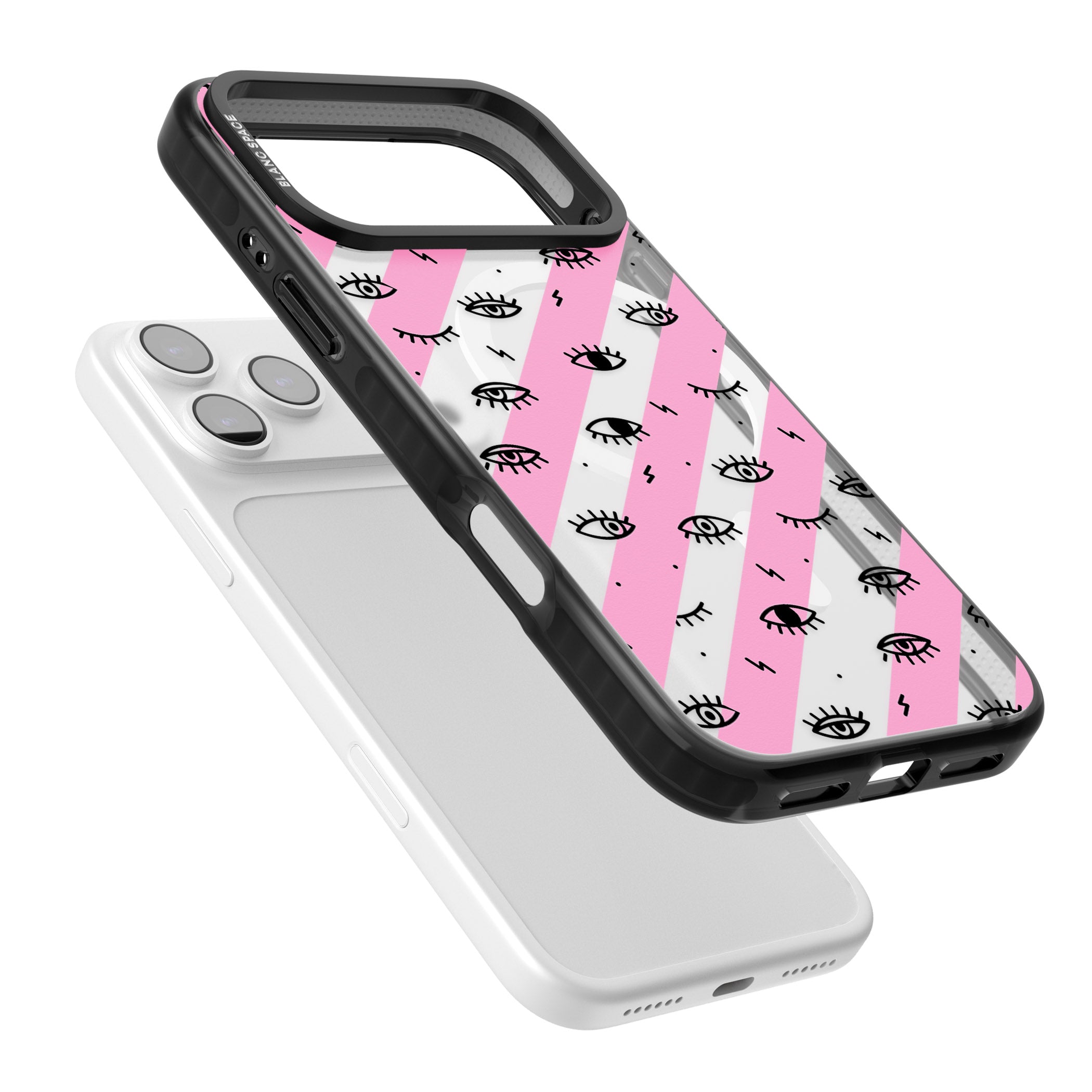 Pink Stripe Eyes iPhone 17 Pro Max Impact Pro Black Phone Case Colours