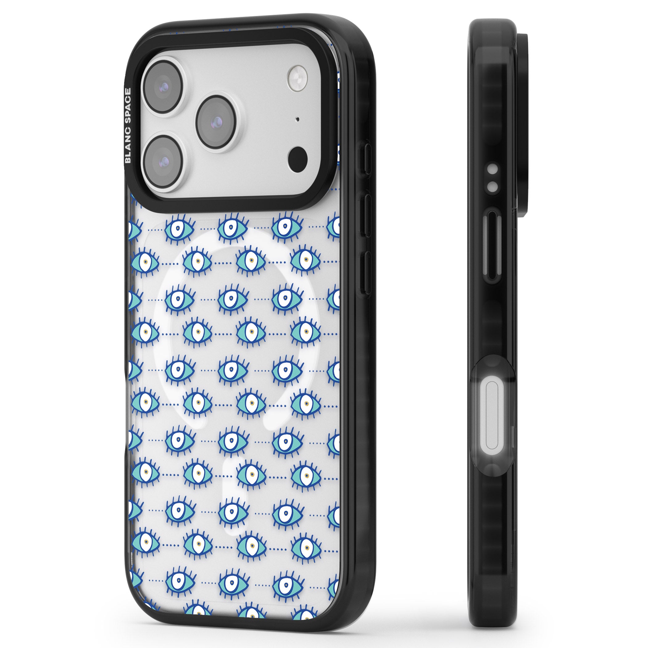 Psychedelic Eyes iPhone 17 Pro Max Impact Pro Black Phone Case Side Profile