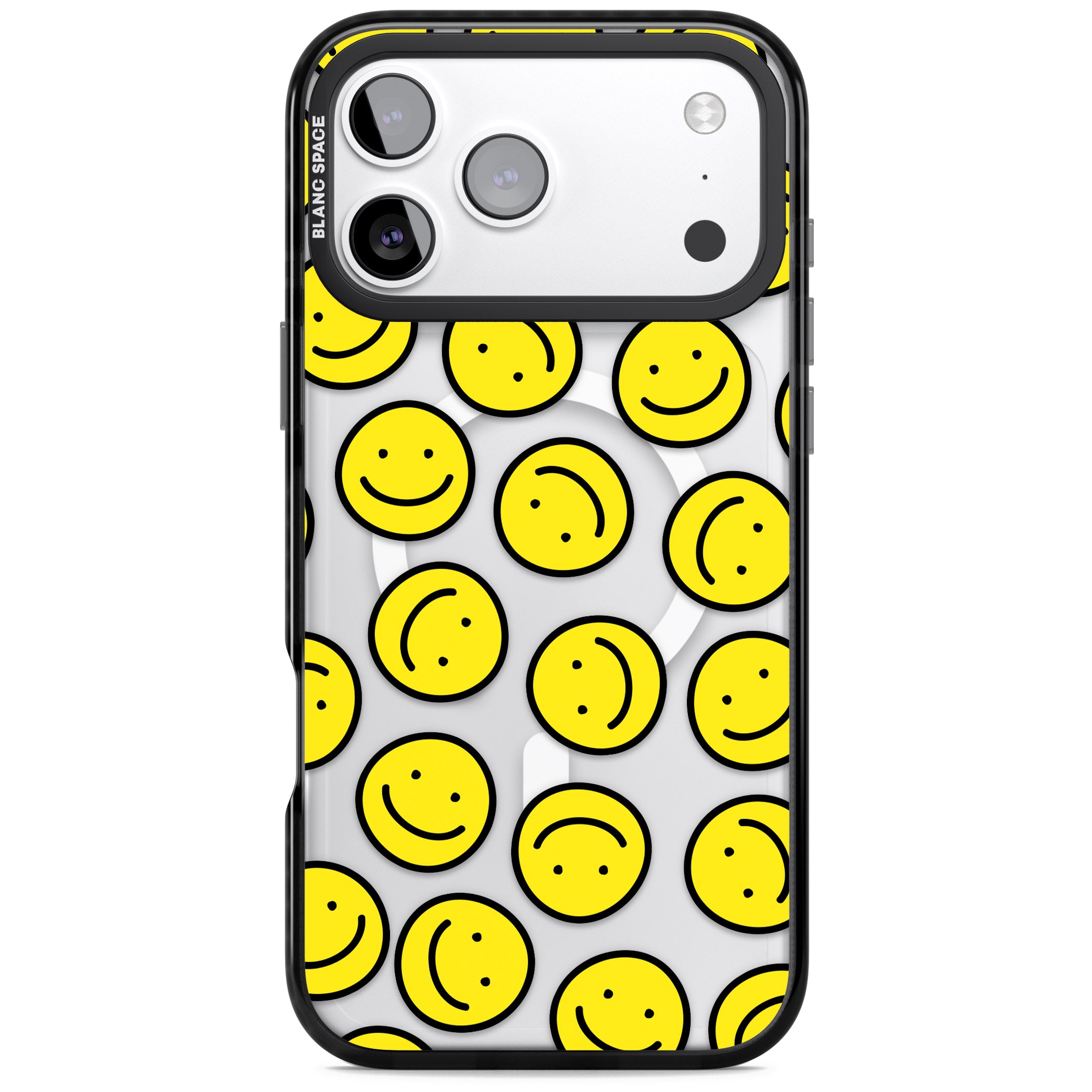Smiley Face Pattern iPhone 17 Pro Max Impact Pro Black Phone Case