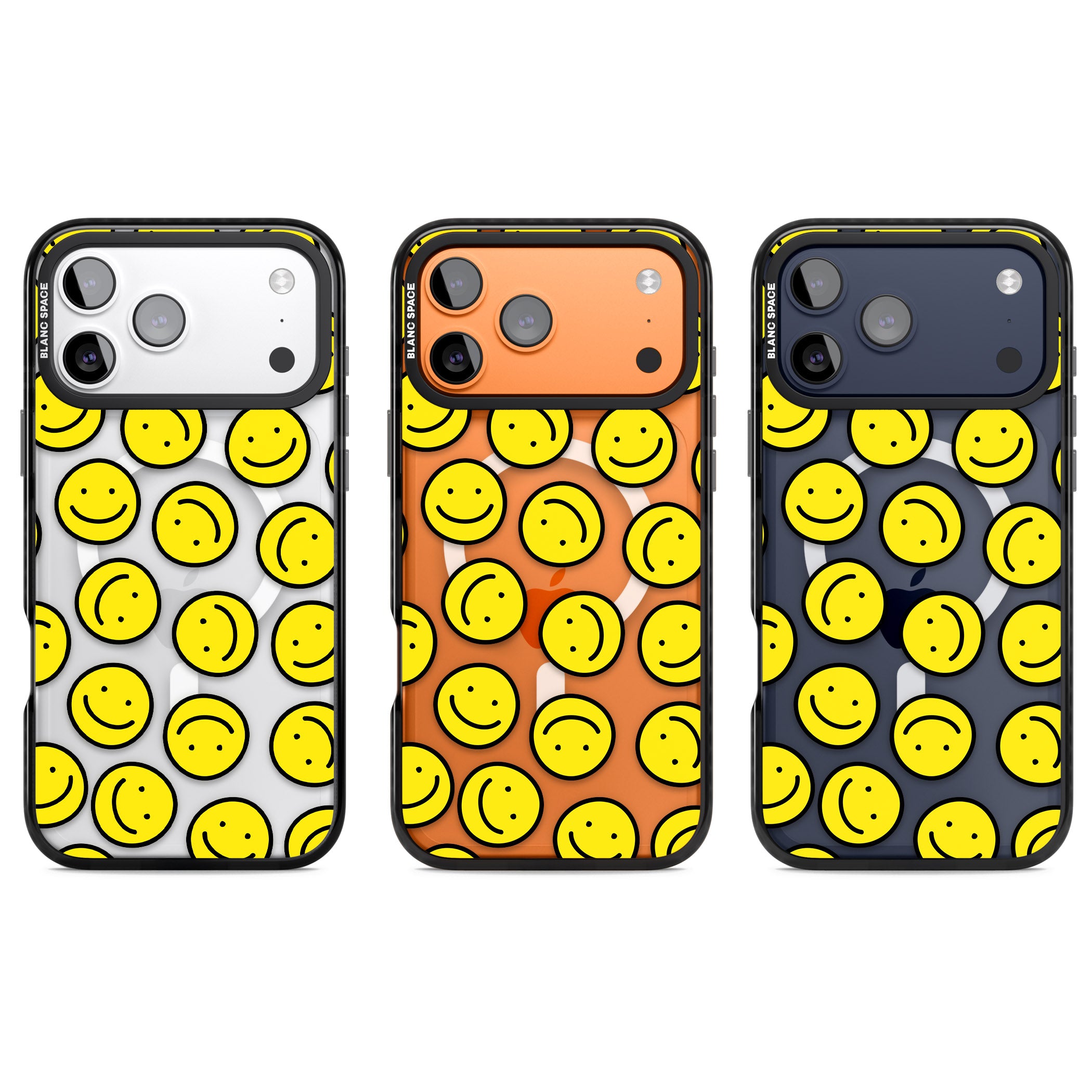 Smiley Face Pattern iPhone 17 Pro Impact Pro Black Phone Case APT Impact Protection