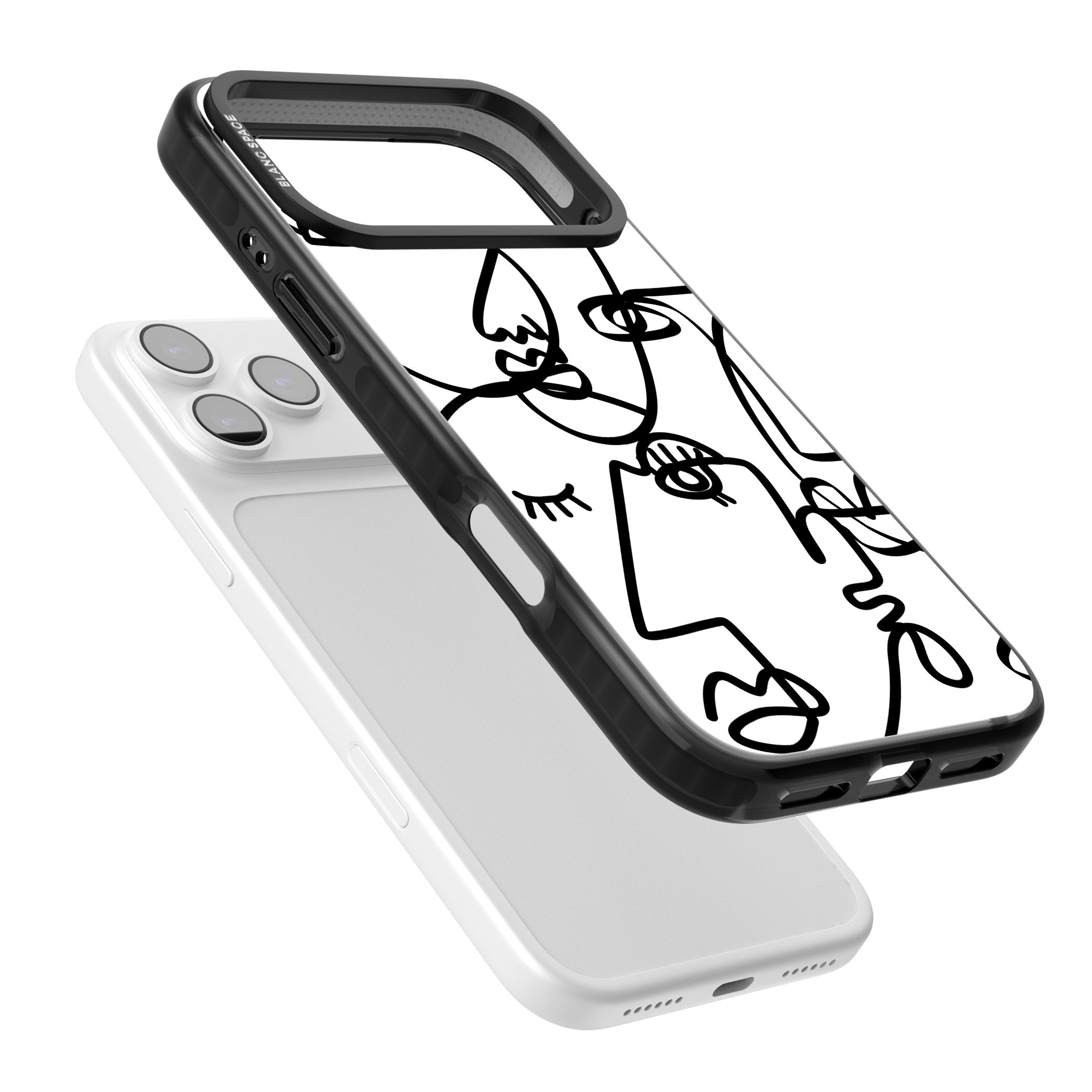 Abstract Line Art Black White iPhone 17 Pro Max Impact Pro Black Phone Case Colours