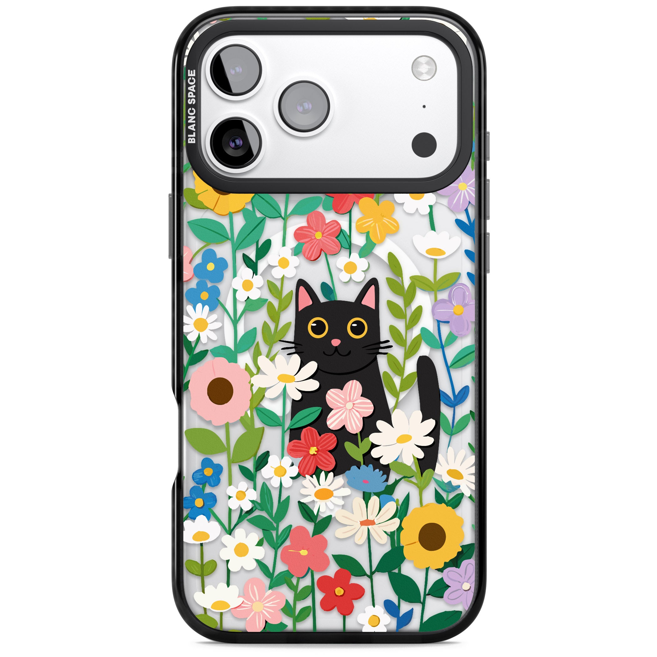 Whiskers & Wildflowers Cat iPhone 17 Pro Max Impact Pro Black Phone Case