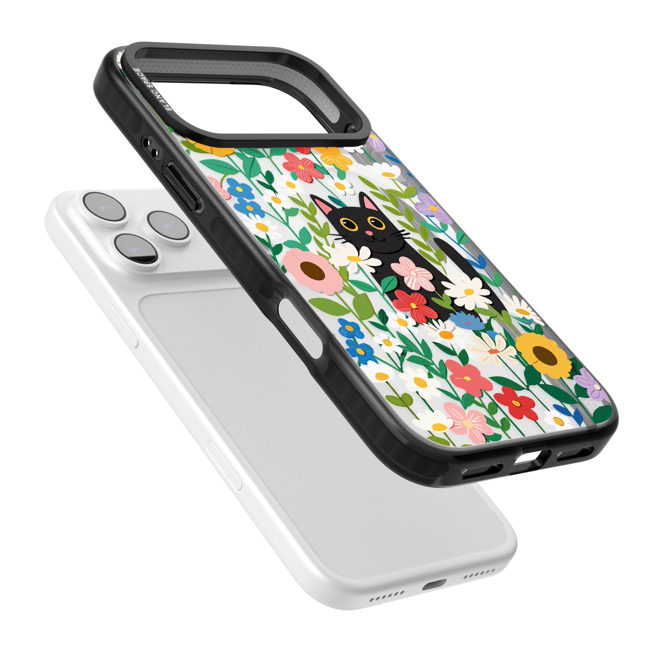 Whiskers & Wildflowers Cat iPhone 17 Pro Max Impact Pro Black Phone Case Colours