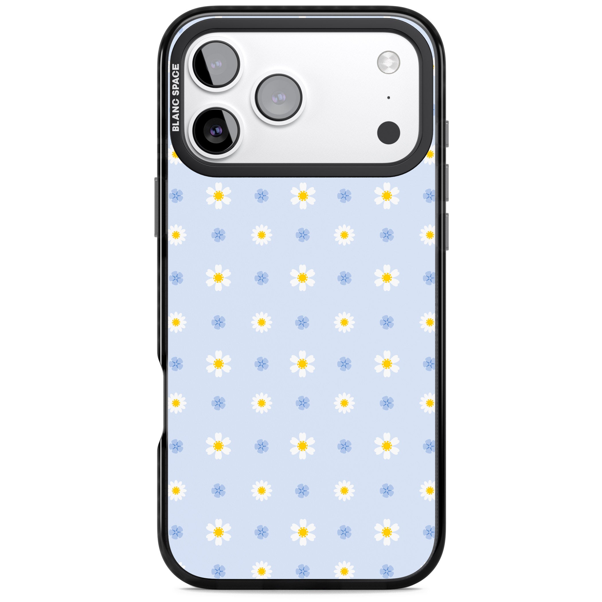 Pale Blue Daisies iPhone 17 Pro Max Impact Pro Black Phone Case
