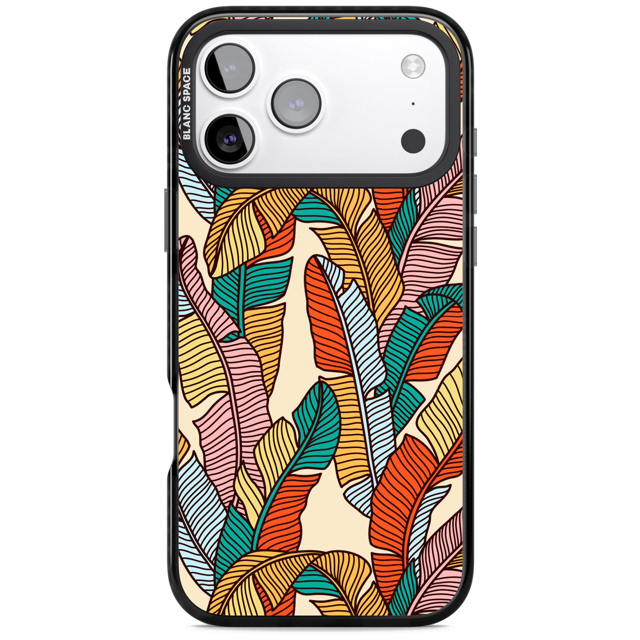 Pastel Palm Leaves iPhone 17 Pro Max Impact Pro Black Phone Case