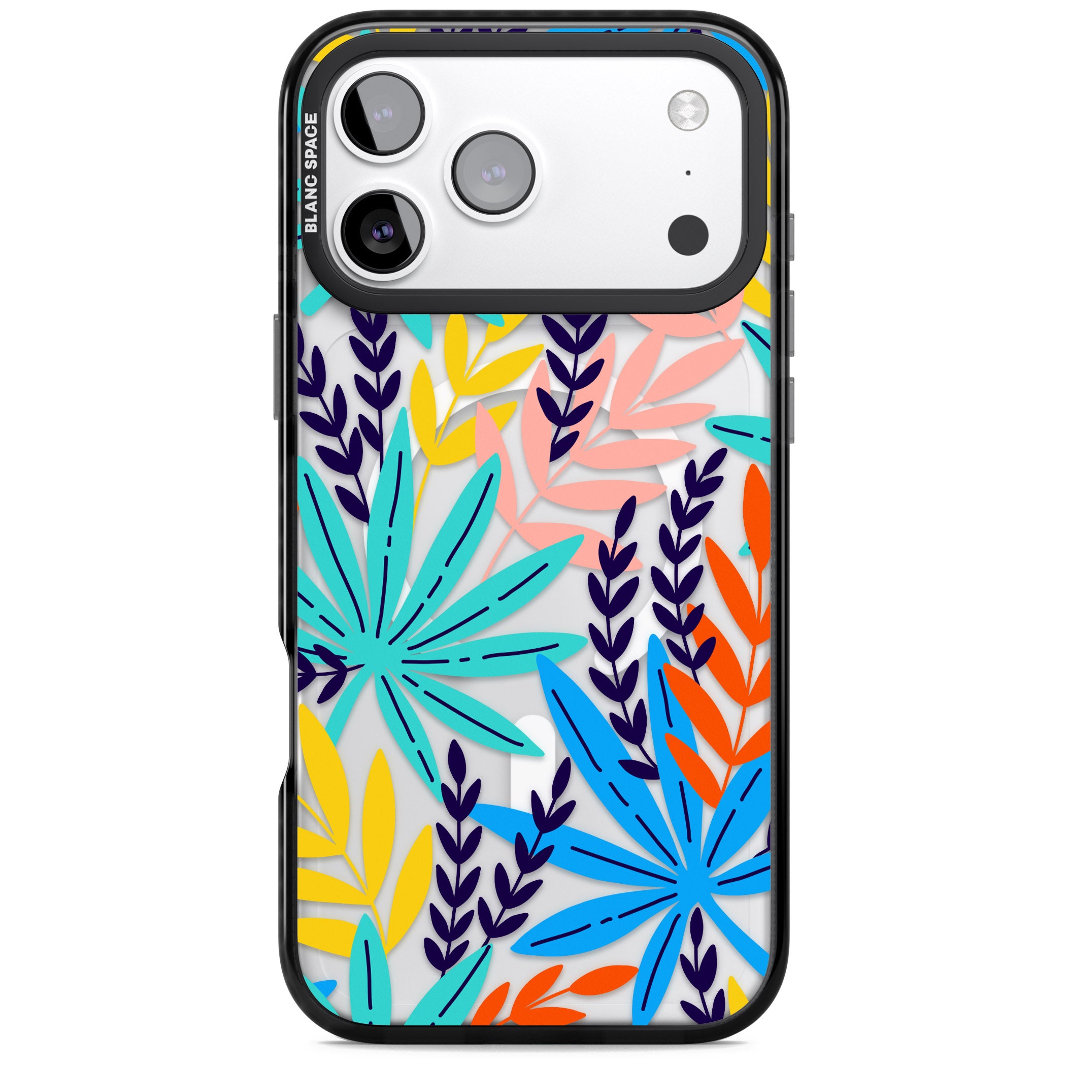 Tropical Palm Leaves iPhone 17 Pro Max Impact Pro Black Phone Case
