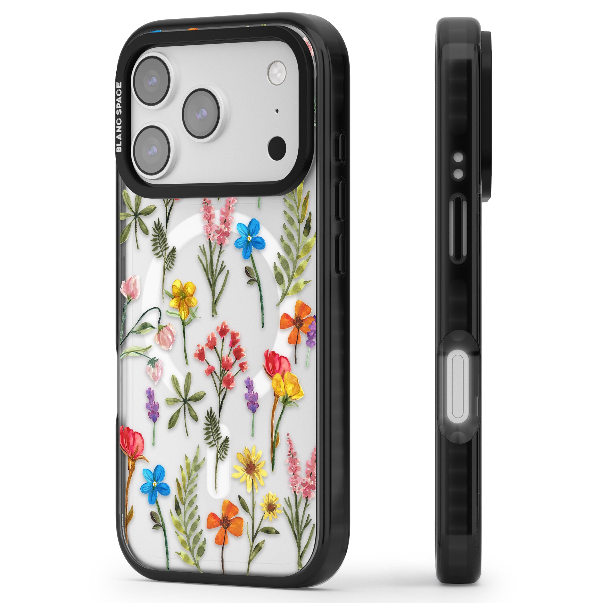 Spring Botanicals iPhone 17 Pro Max Impact Pro Black Phone Case Side Profile