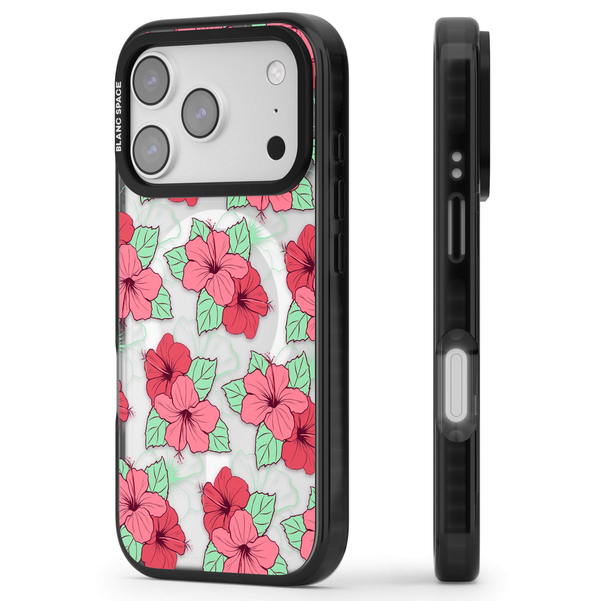 Pink Peony iPhone 17 Pro Max Impact Pro Black Phone Case Side Profile