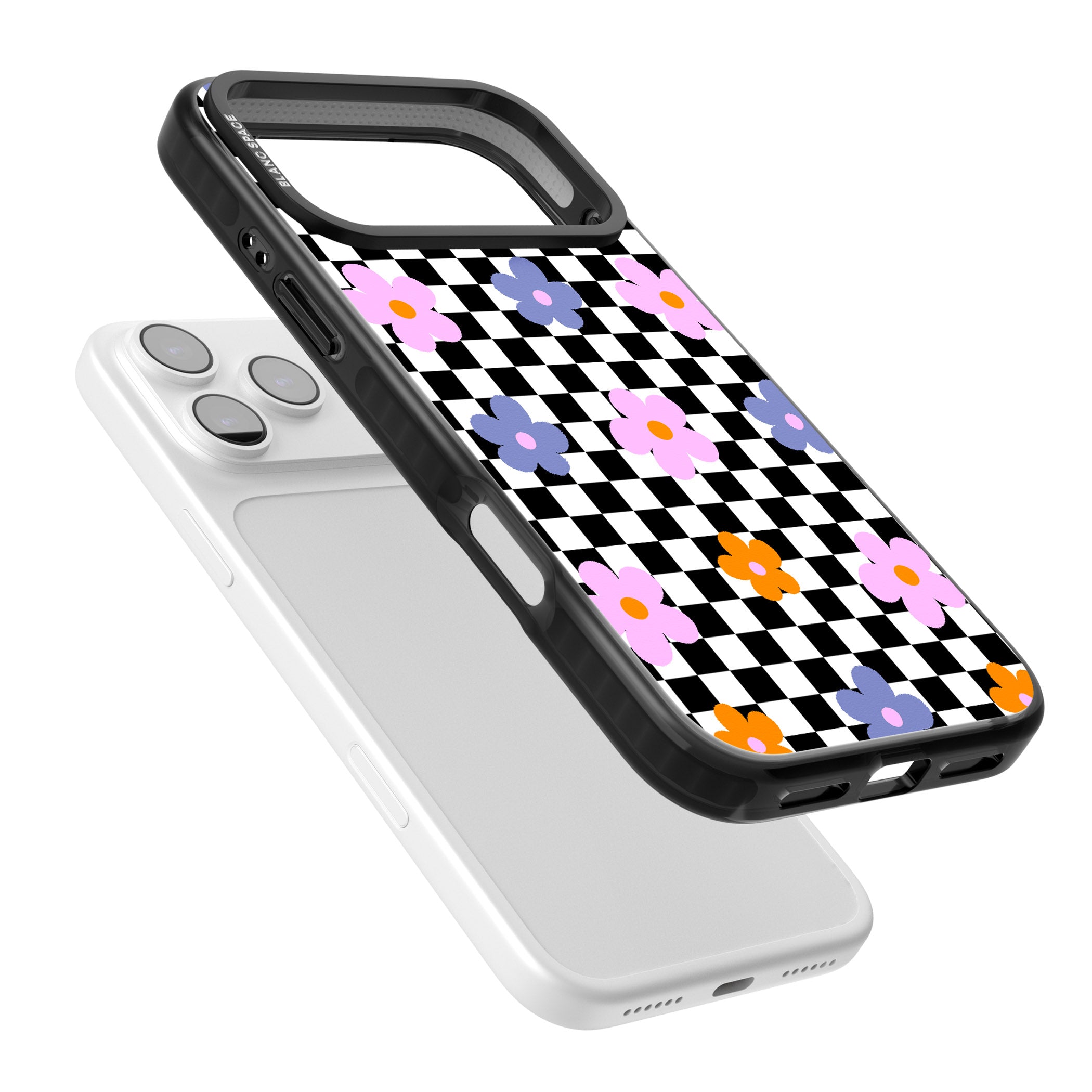 Checkered Blossom iPhone 17 Pro Max Impact Pro Black Phone Case Colours