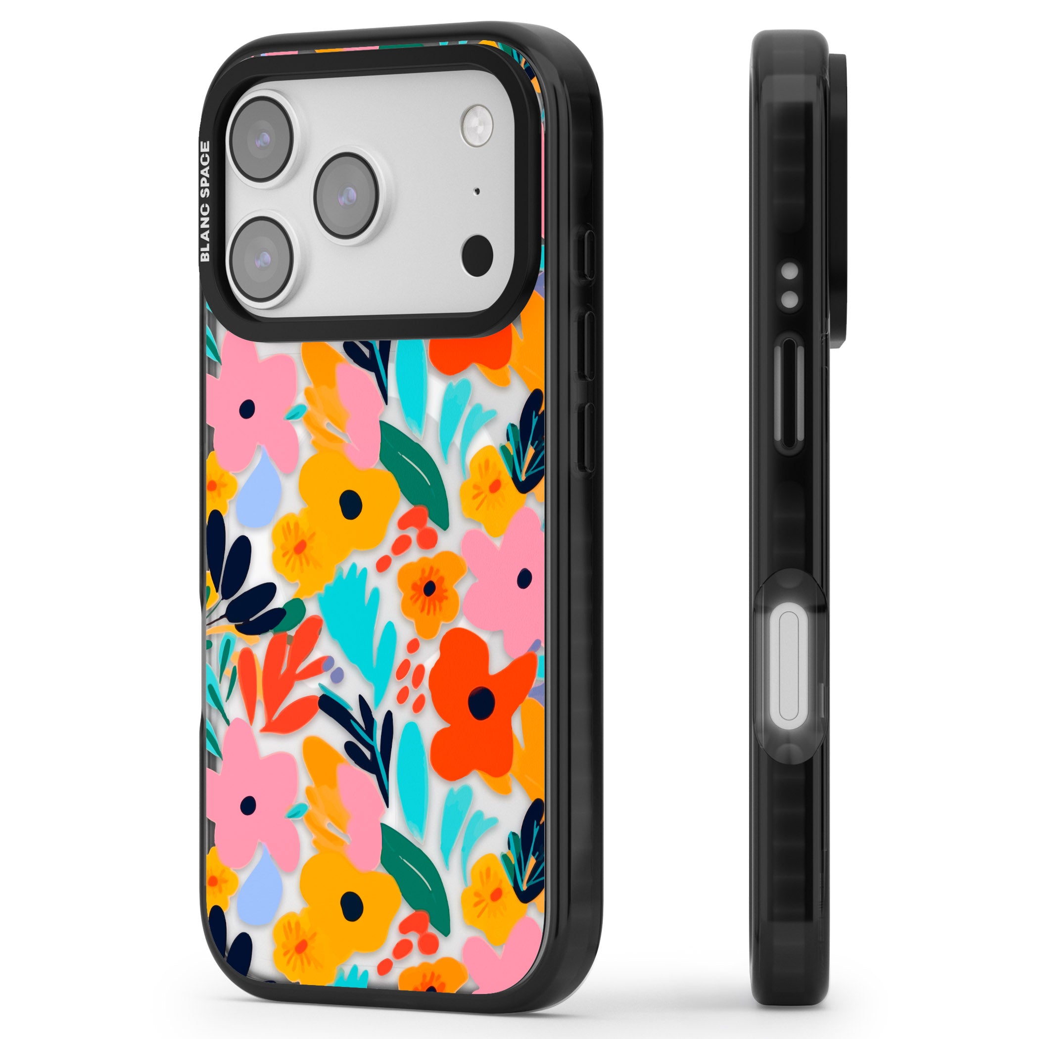 Floral Fiesta iPhone 17 Pro Max Impact Pro Black Phone Case Side Profile