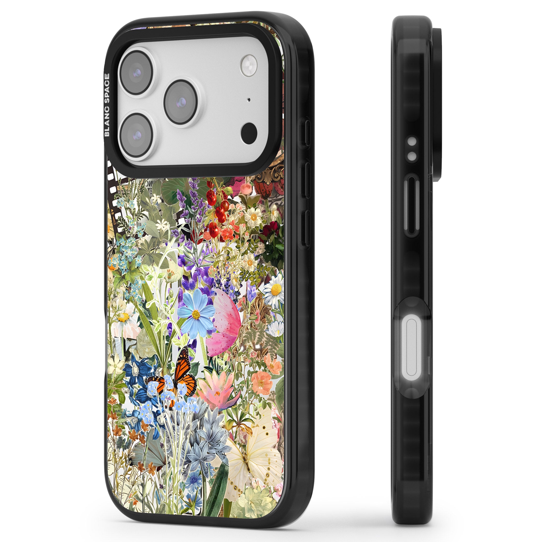 Flower Mix Collage iPhone 17 Pro Max Impact Pro Black Phone Case Side Profile