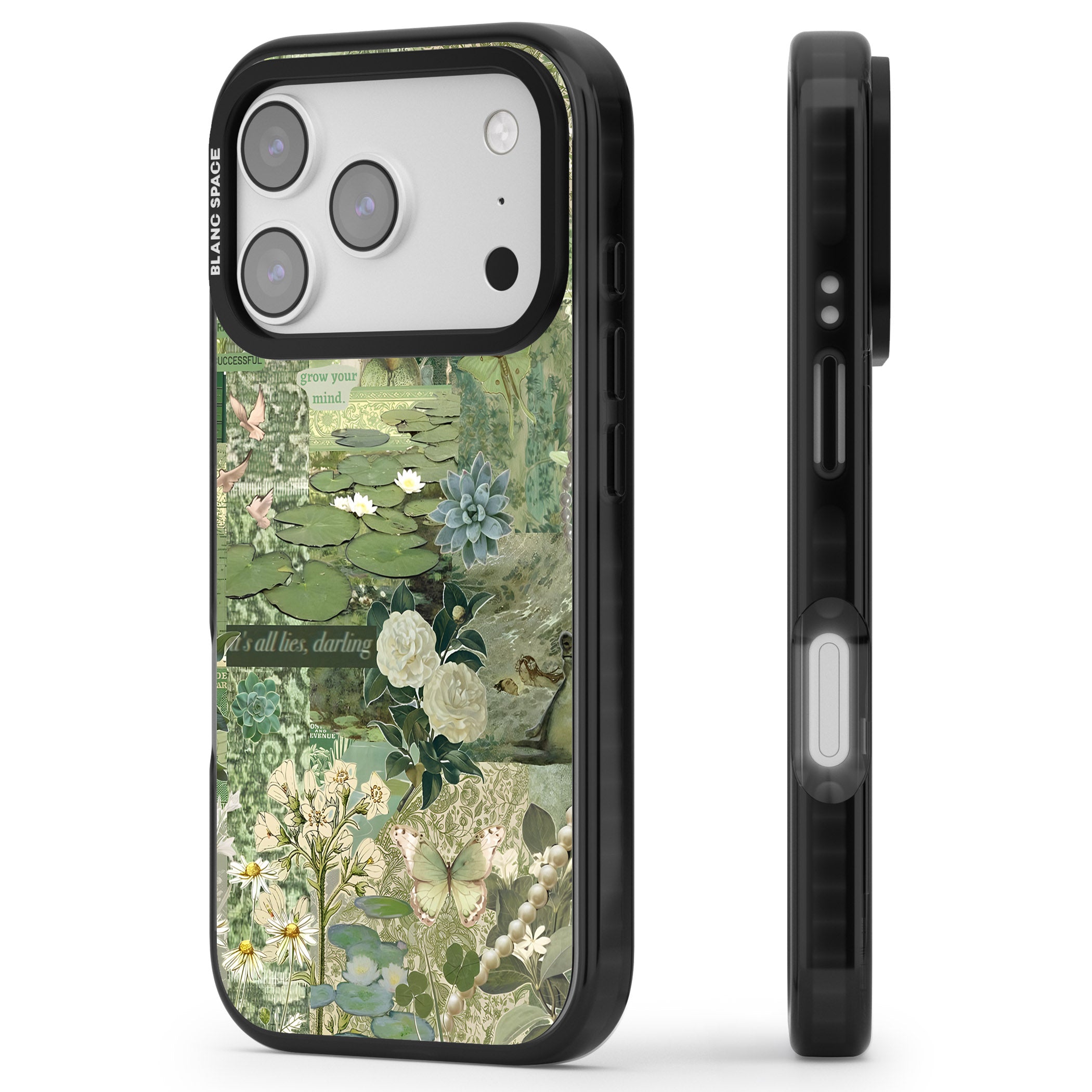 Sage Collage iPhone 17 Pro Max Impact Pro Black Phone Case Side Profile