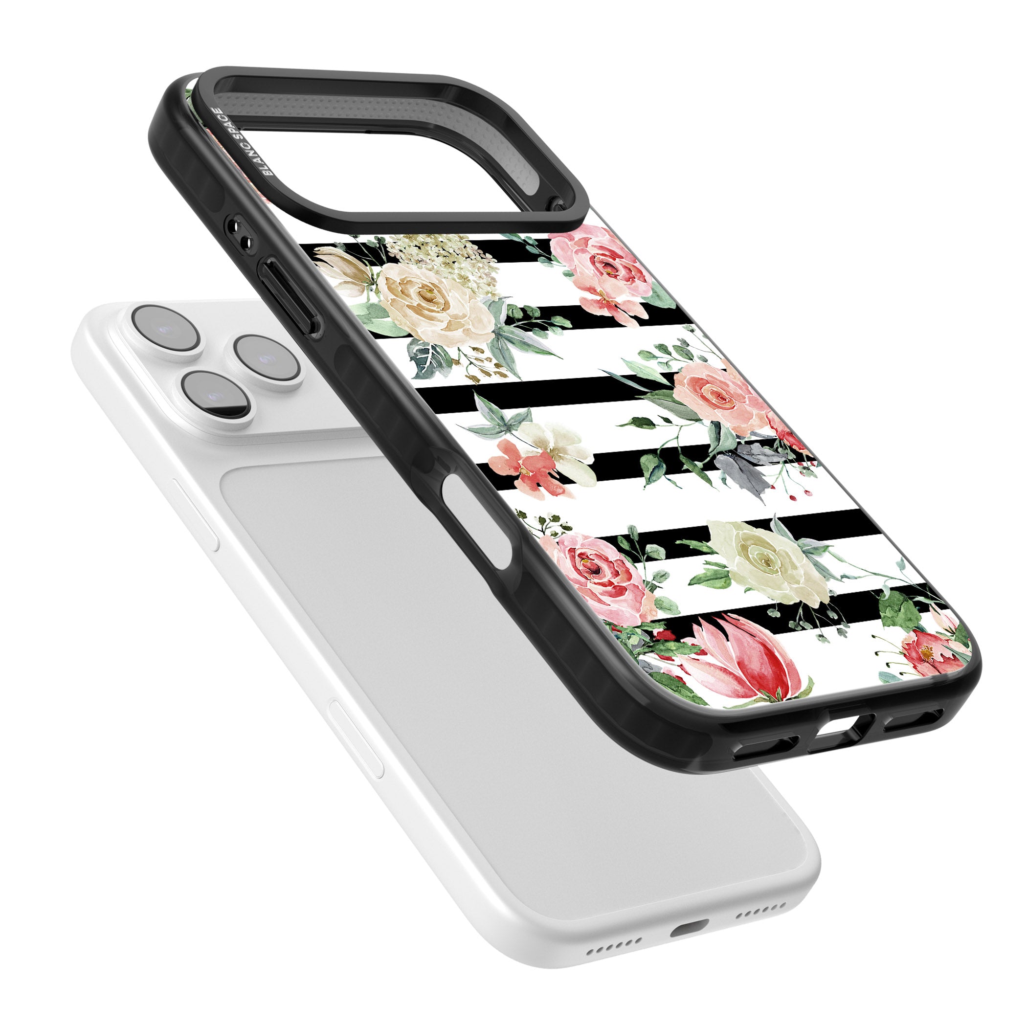 Floral Stripes iPhone 17 Pro Max Impact Pro Black Phone Case Colours