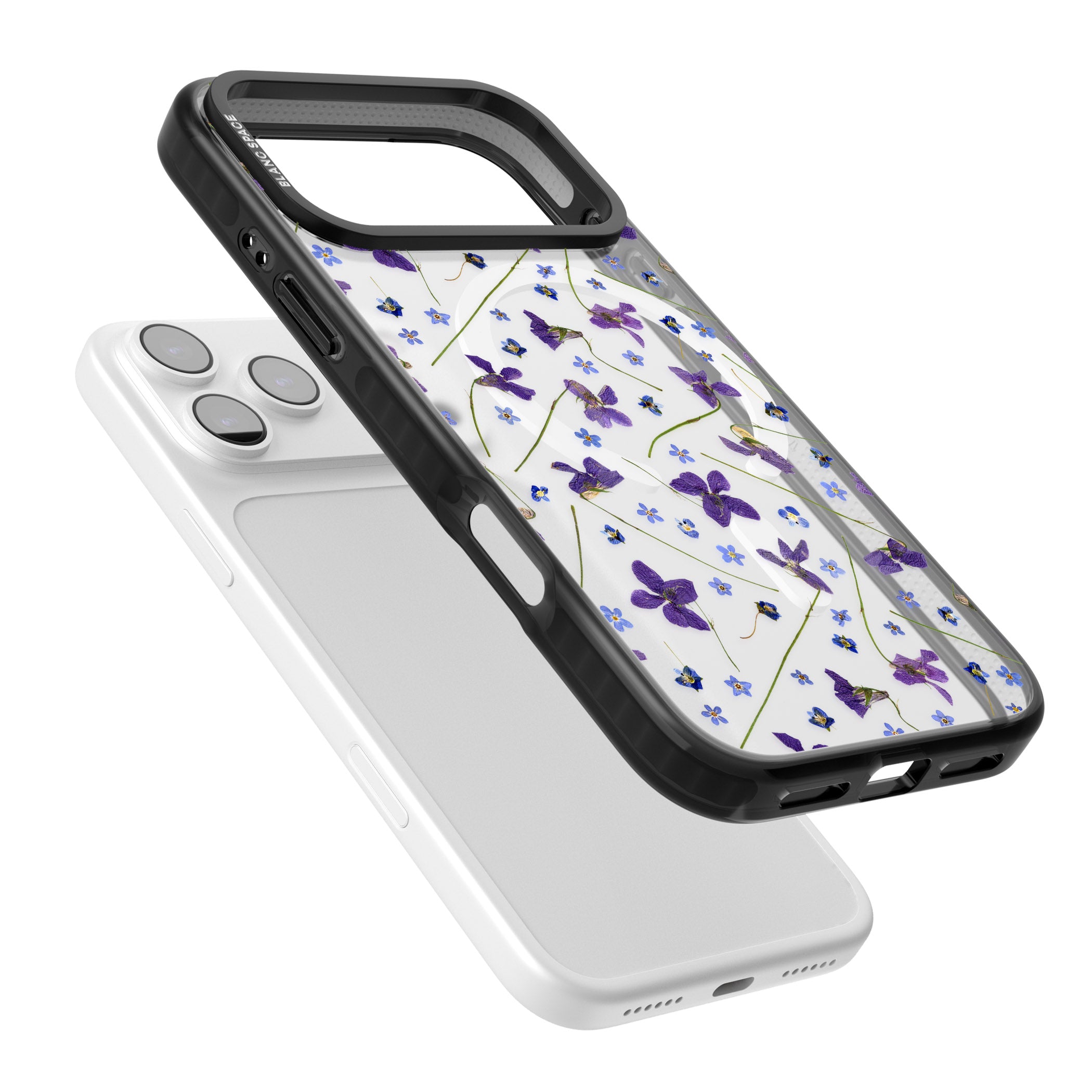 Pressed Violet Flower iPhone 17 Pro Max Impact Pro Black Phone Case Colours