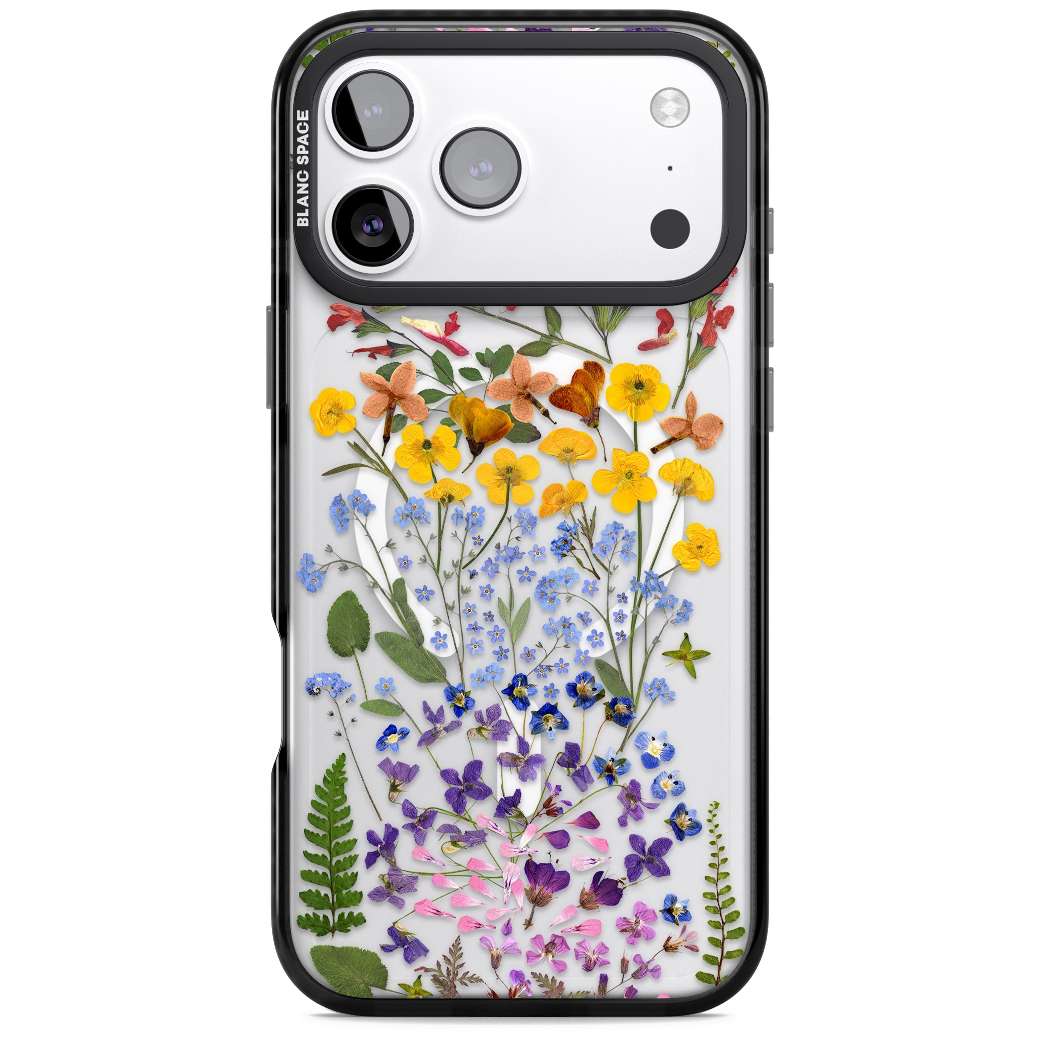 Pressed Wildflower Stripe iPhone 17 Pro Max Impact Pro Black Phone Case