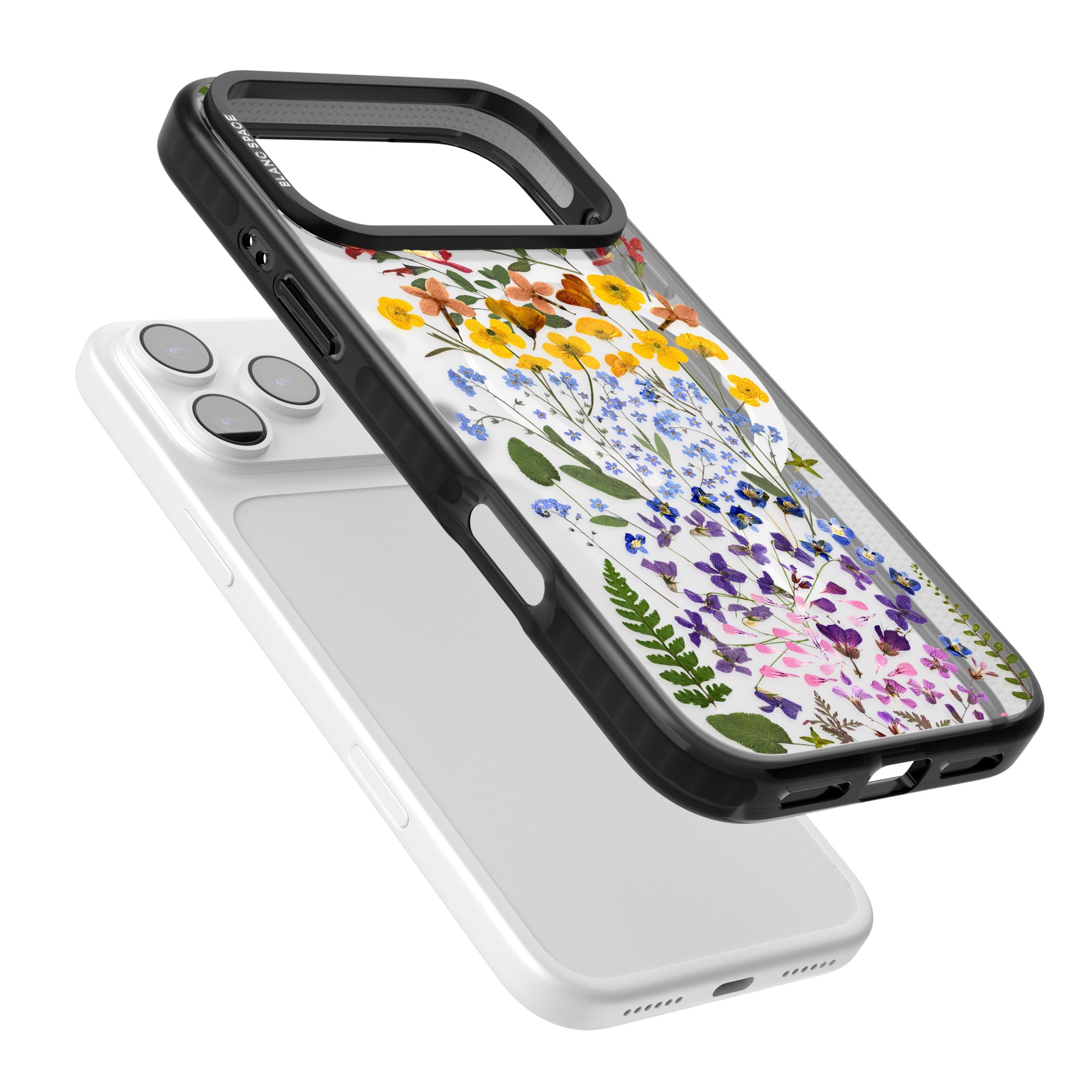 Pressed Wildflower Stripe iPhone 17 Pro Max Impact Pro Black Phone Case Colours