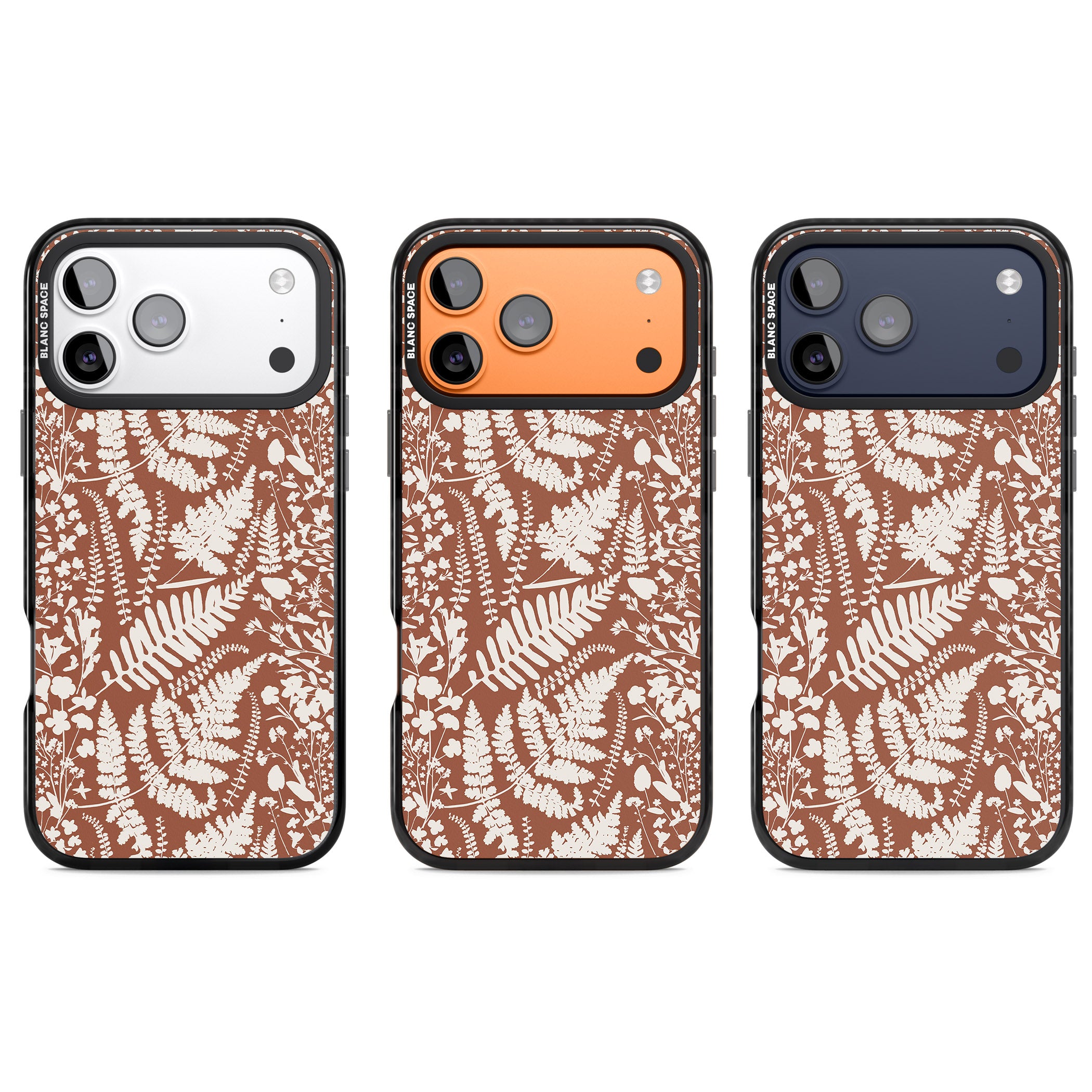 Wildflowers And Ferns On Terracotta iPhone 17 Pro Impact Pro Black Phone Case APT Impact Protection