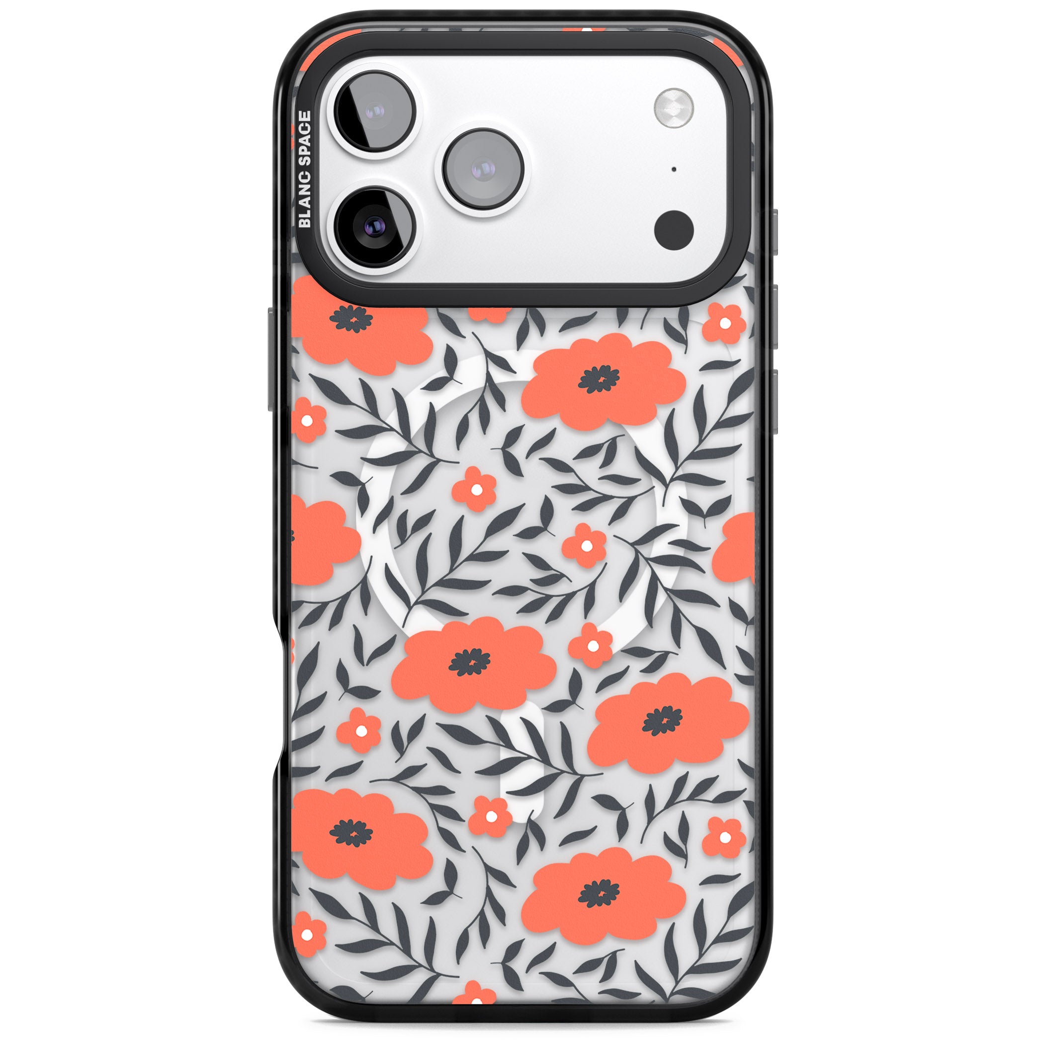 Red Poppy Floral iPhone 17 Pro Max Impact Pro Black Phone Case