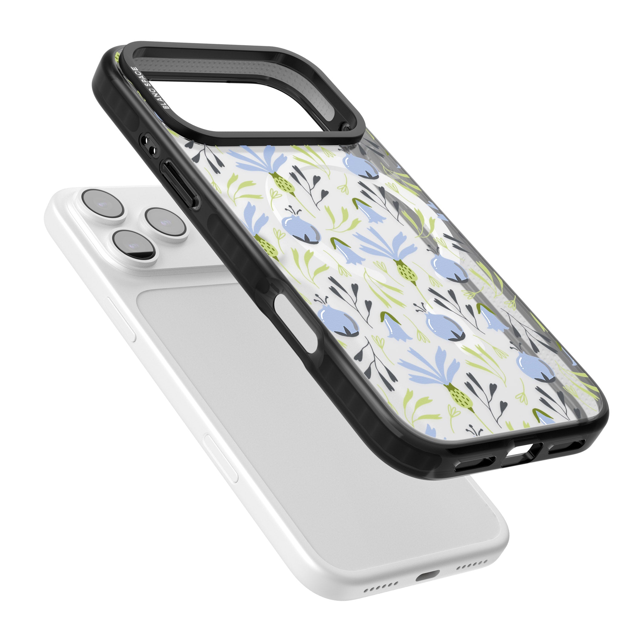 Blue Flora Bloom iPhone 17 Pro Max Impact Pro Black Phone Case Colours