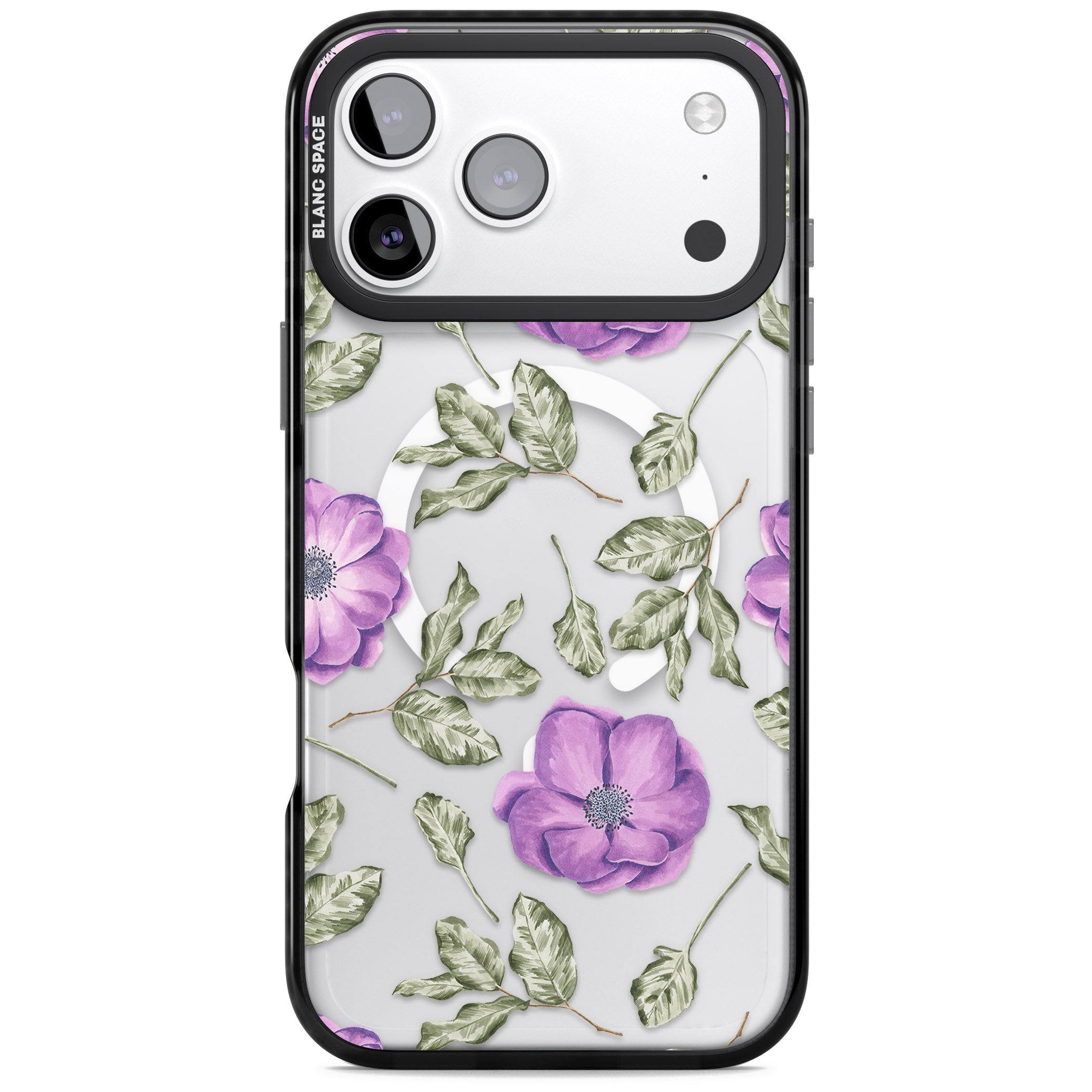 Purple Bloom Floral iPhone 17 Pro Max Impact Pro Black Phone Case
