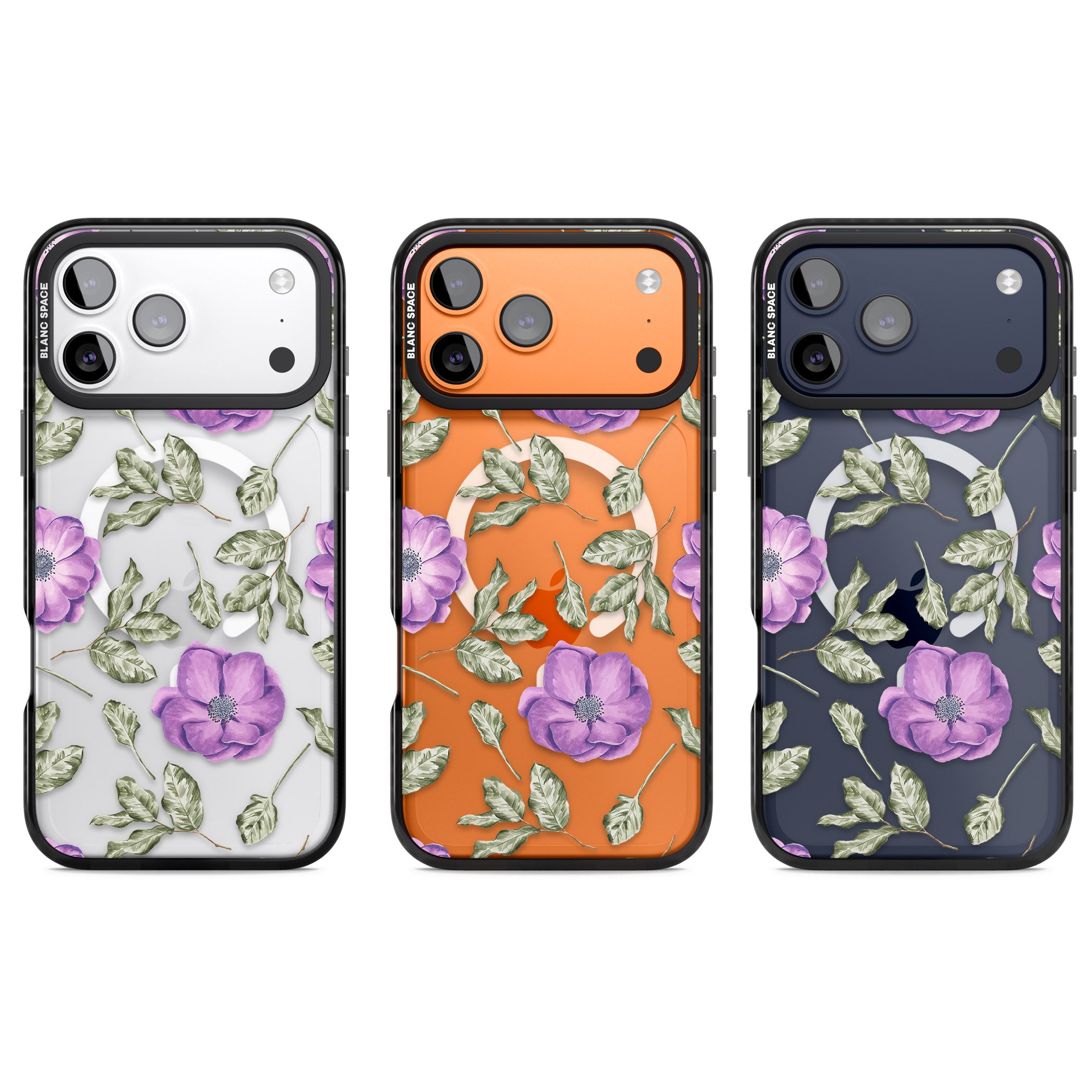 Purple Bloom Floral iPhone 17 Pro Impact Pro Black Phone Case APT Impact Protection