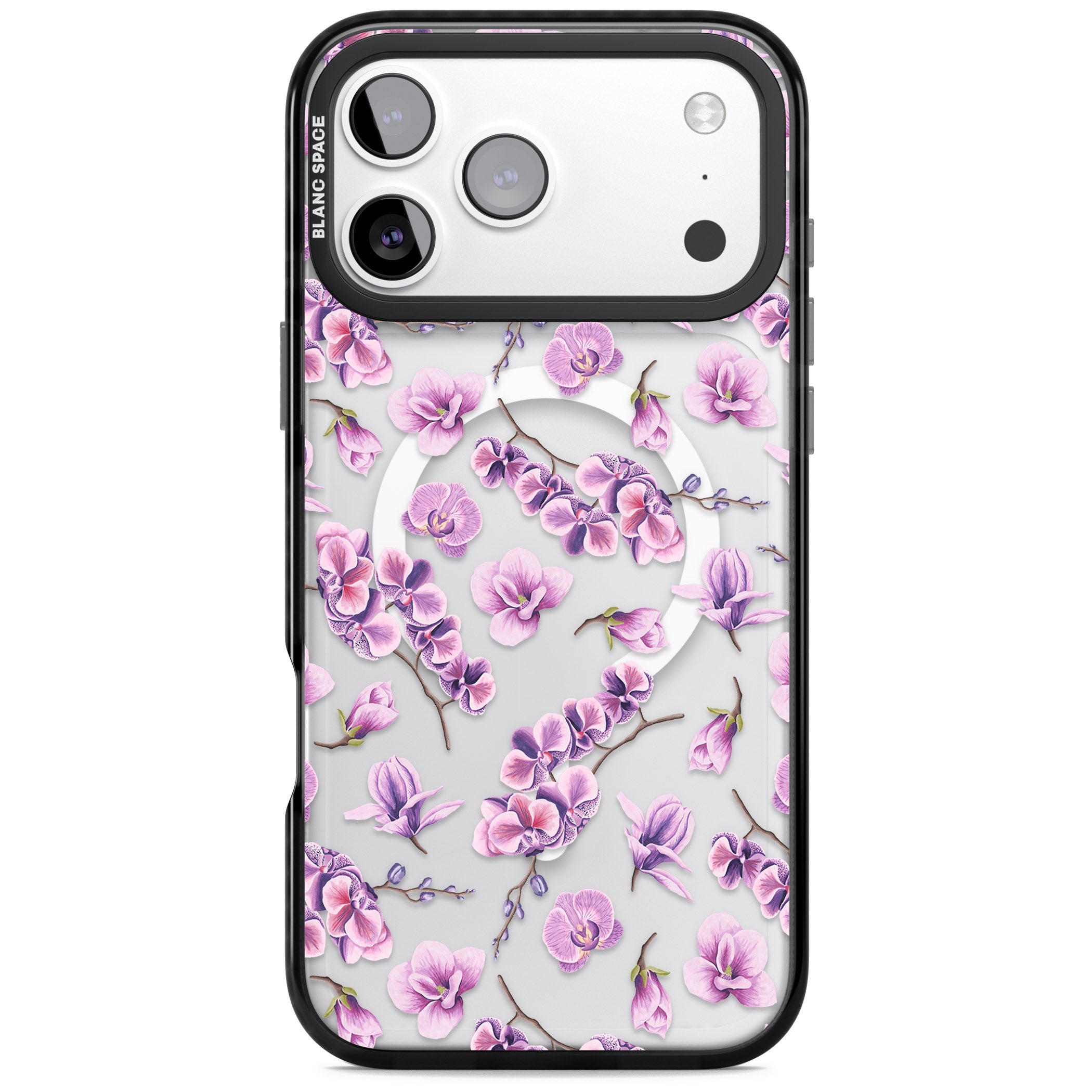 Purple Orchids Floral iPhone 17 Pro Max Impact Pro Black Phone Case