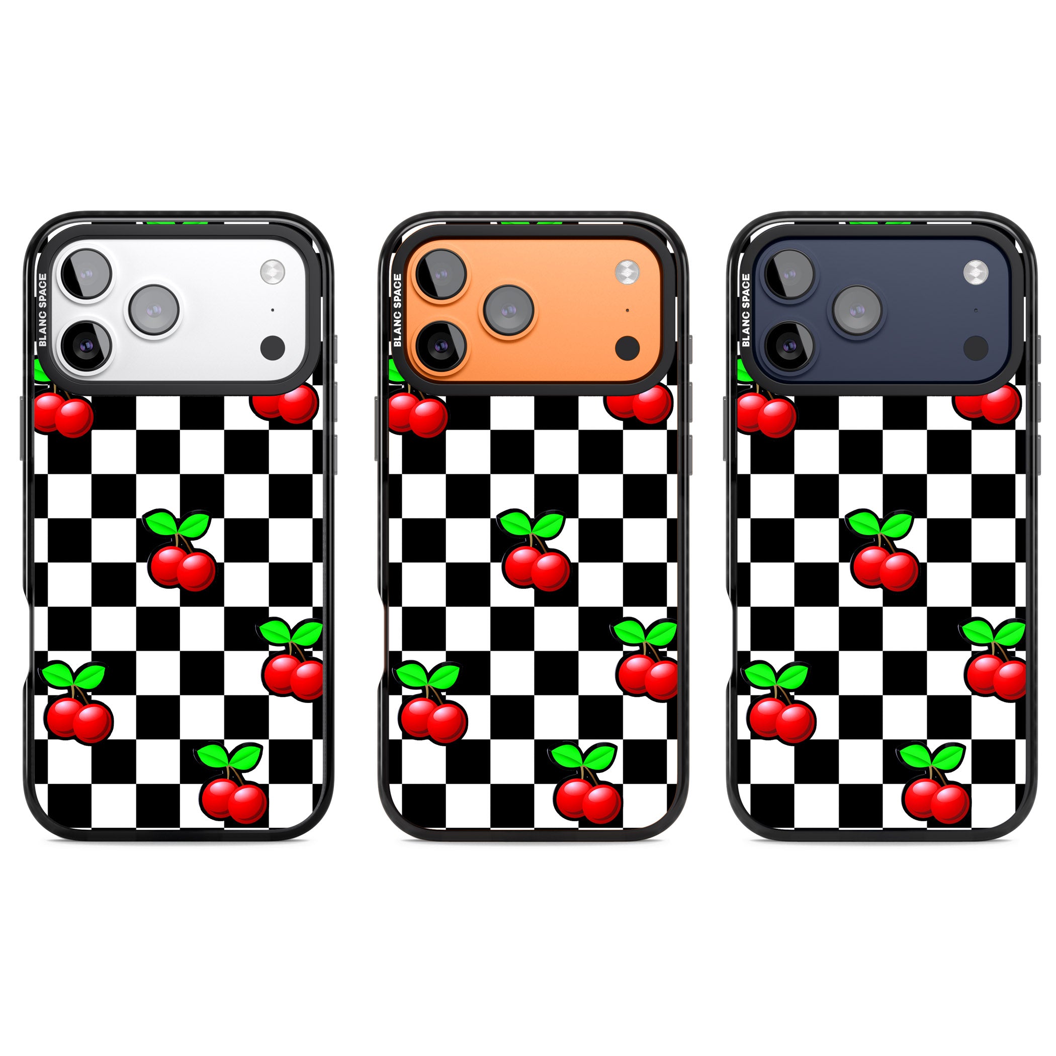Checkered Cherry iPhone 17 Pro Impact Pro Black Phone Case APT Impact Protection