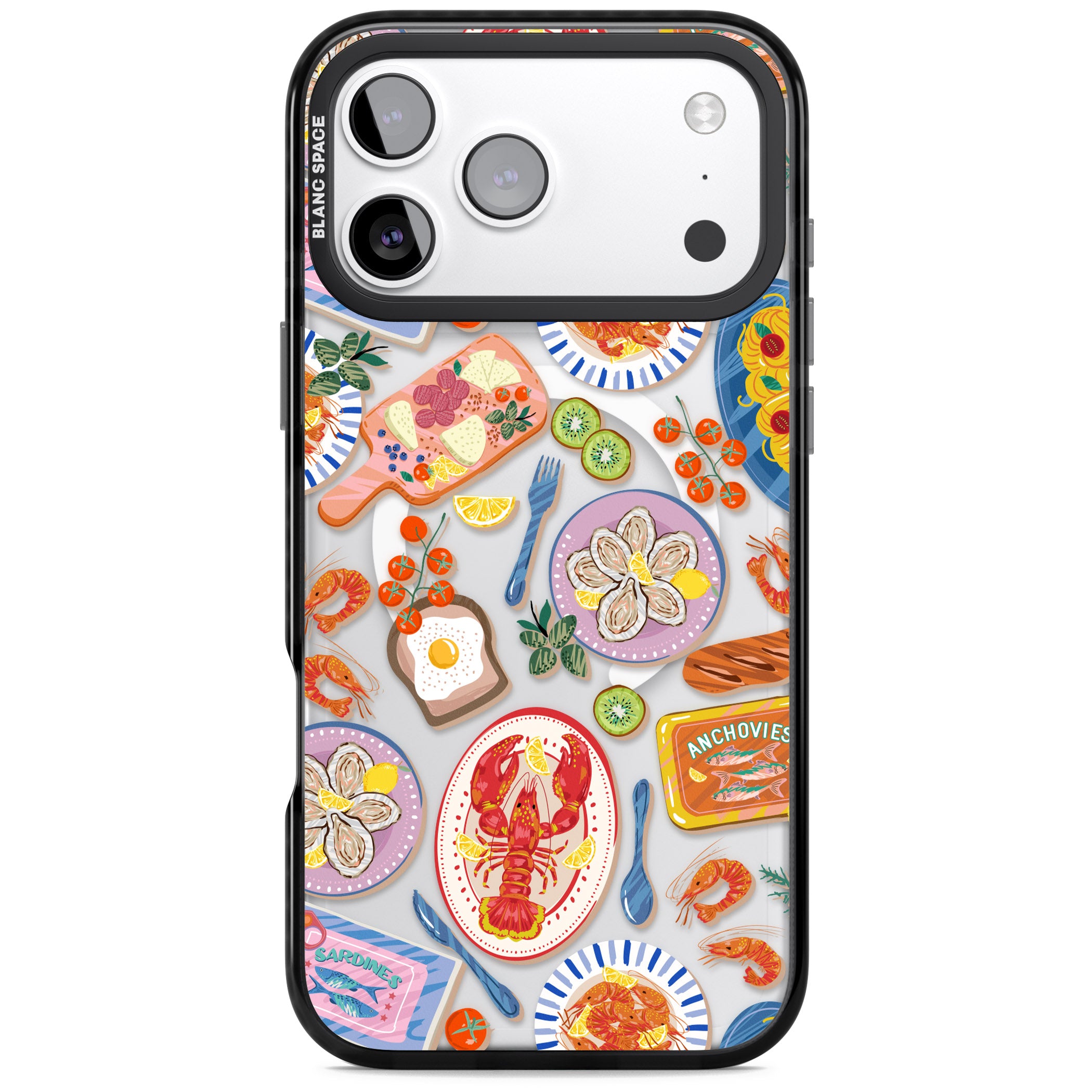 Seafood Pattern iPhone 17 Pro Max Impact Pro Black Phone Case