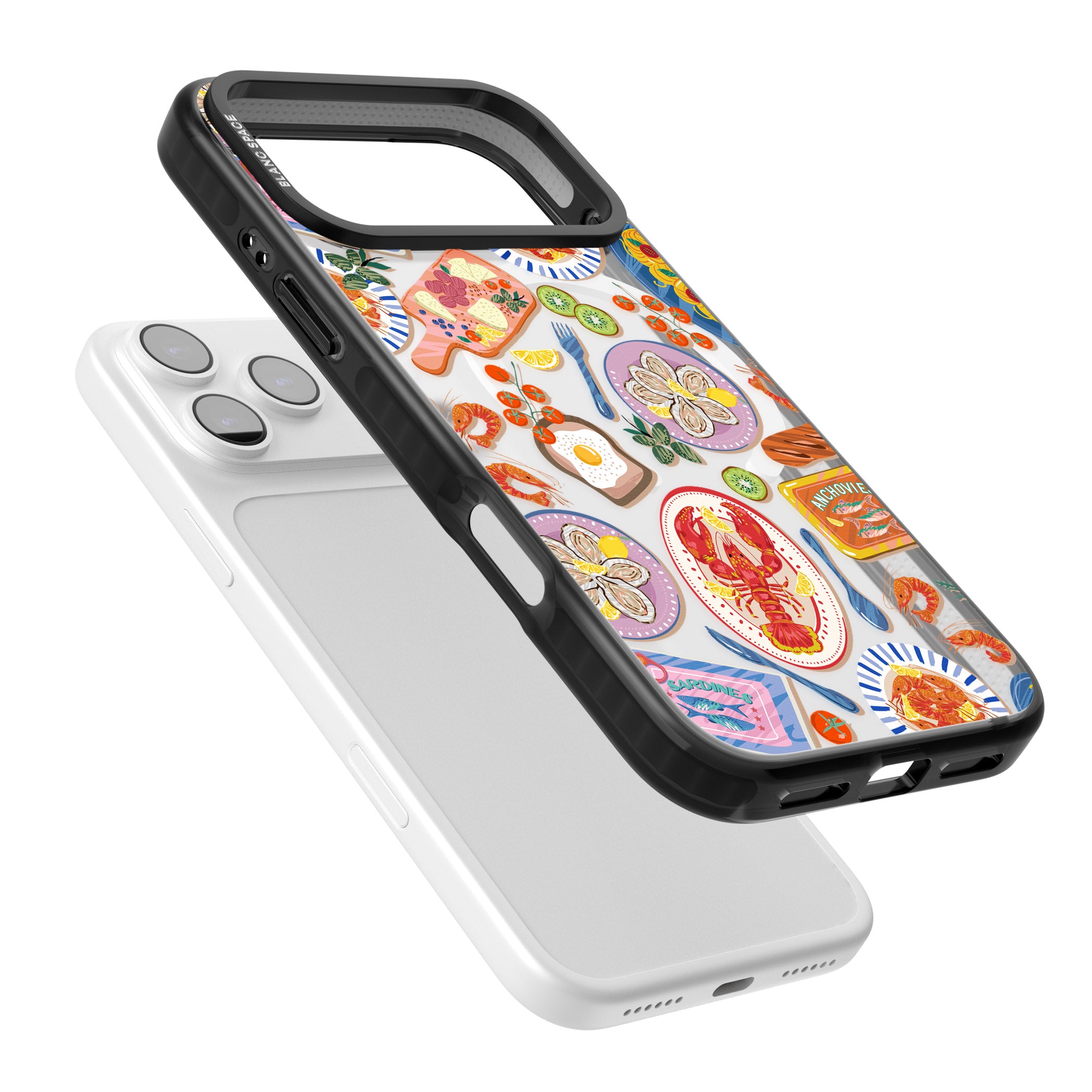 Seafood Pattern iPhone 17 Pro Max Impact Pro Black Phone Case Colours