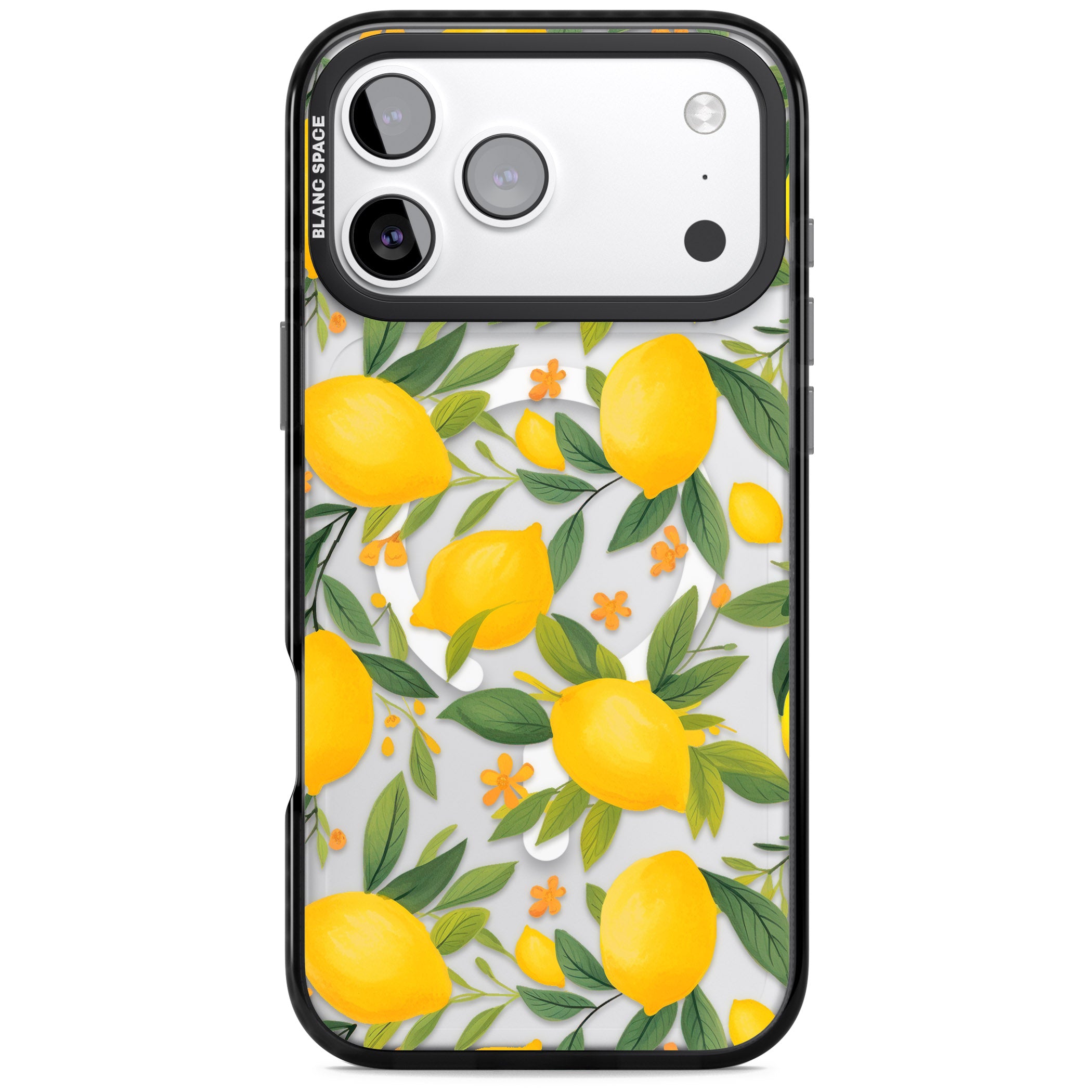 Lemon Pattern iPhone 17 Pro Max Impact Pro Black Phone Case