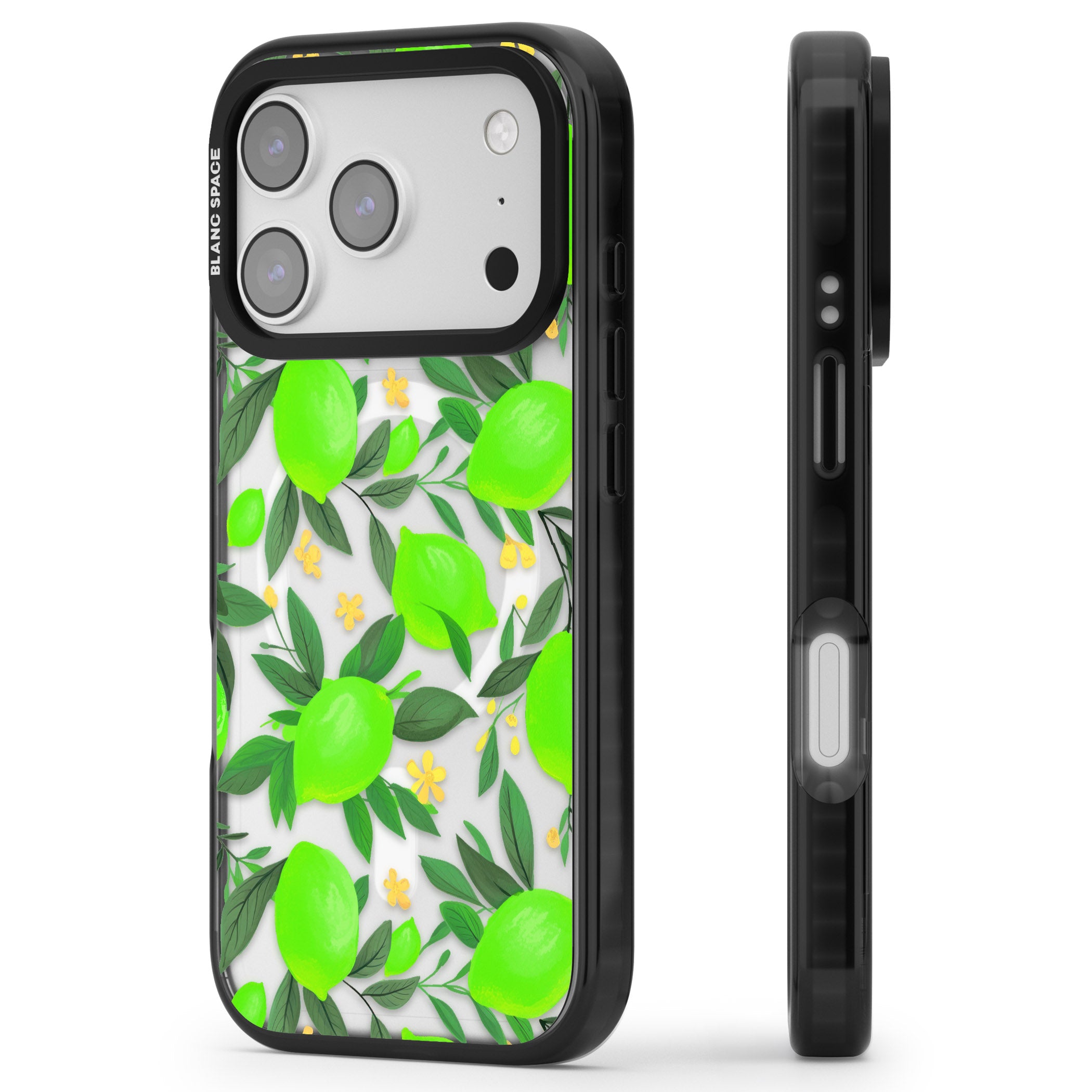 Lime Pattern iPhone 17 Pro Max Impact Pro Black Phone Case Side Profile