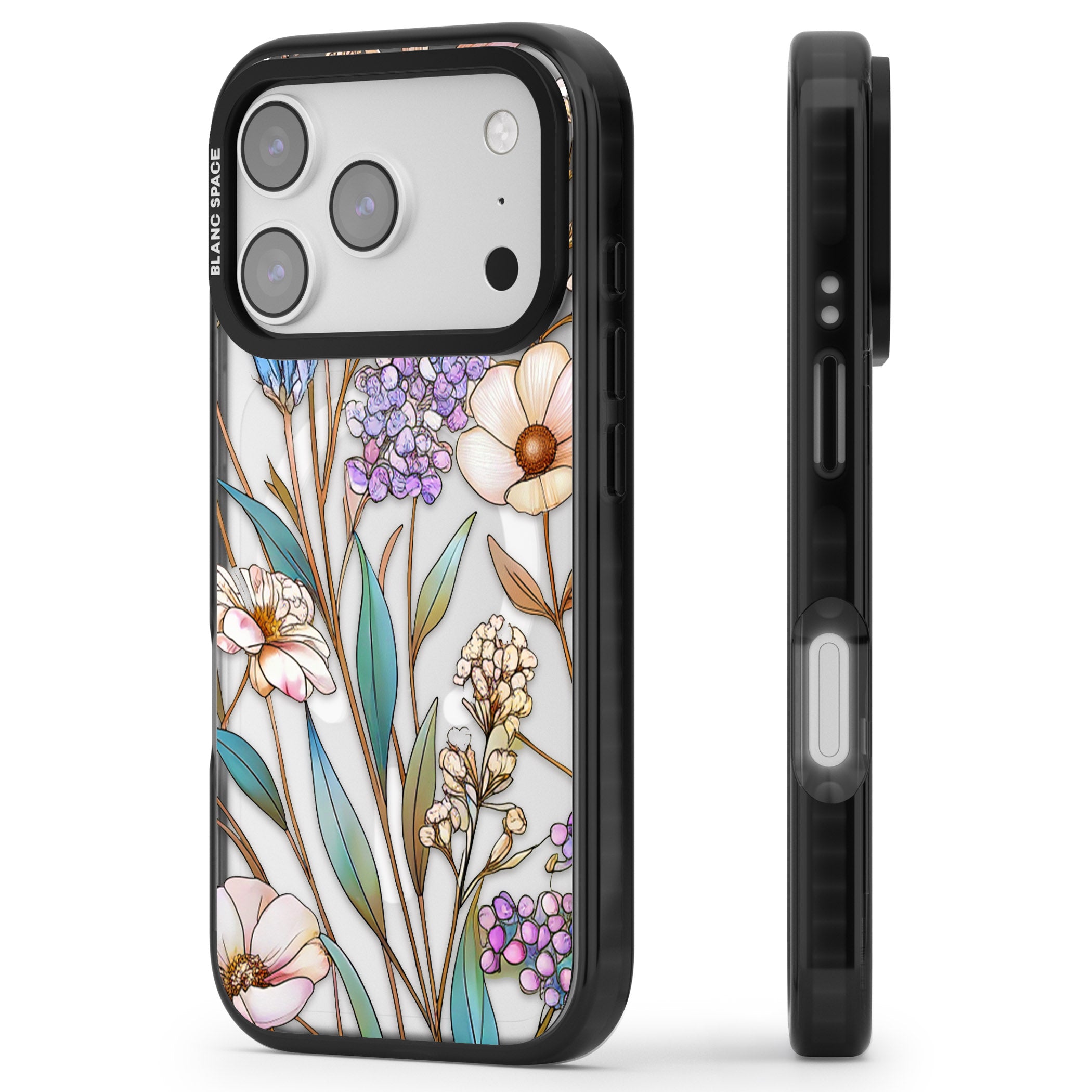 Glass Wildflower Mix iPhone 17 Pro Max Impact Pro Black Phone Case Side Profile