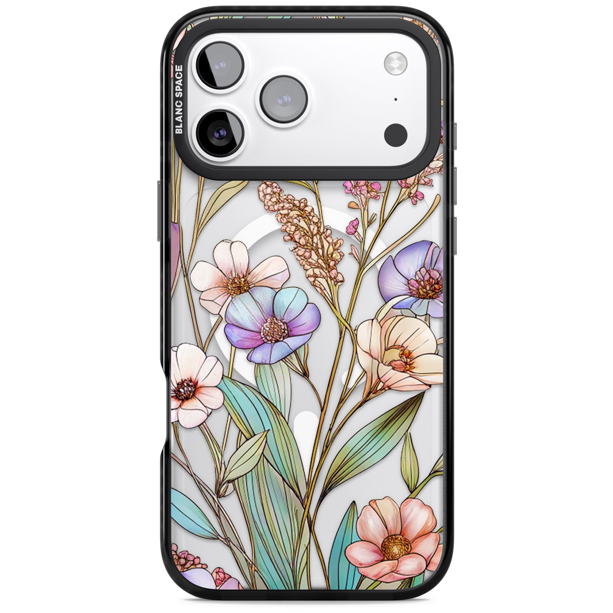 Glass Summer Flowers iPhone 17 Pro Max Impact Pro Black Phone Case