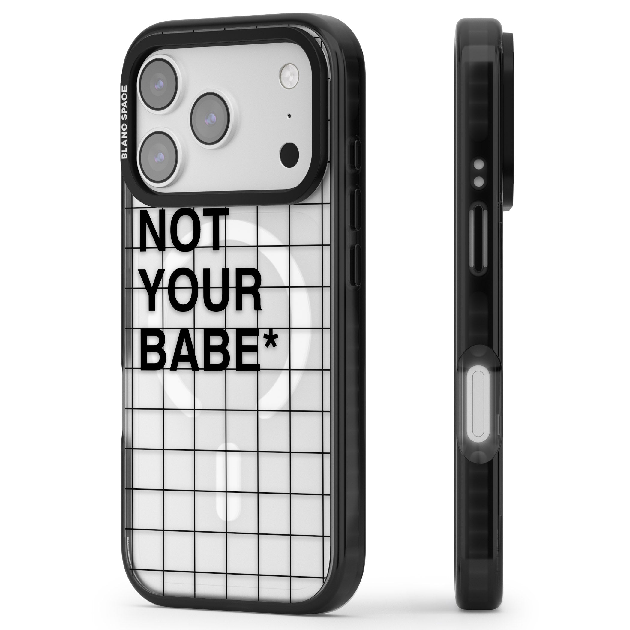 Not Your Babe iPhone 17 Pro Max Impact Pro Black Phone Case Side Profile