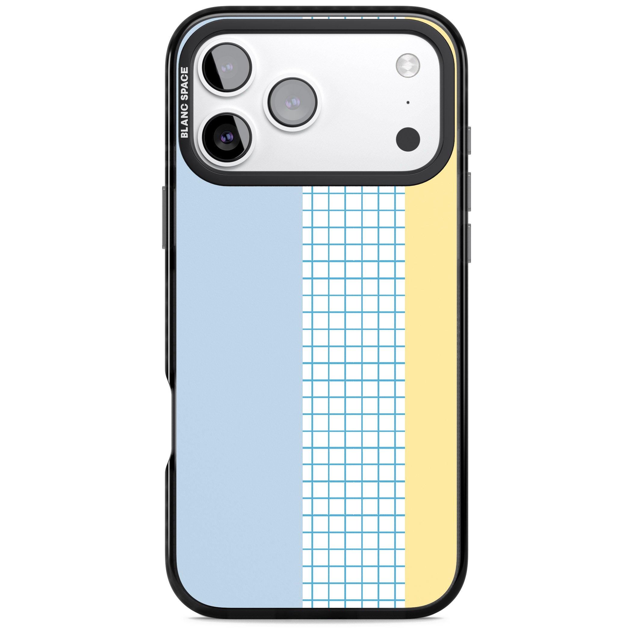 Abstract Grid Blue & Yellow iPhone 17 Pro Max Impact Pro Black Phone Case
