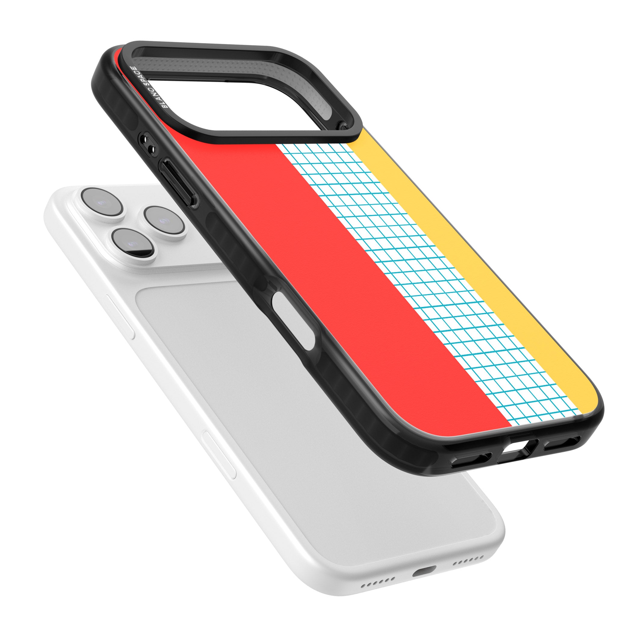 Abstract Grid Red, Blue, Yellow iPhone 17 Pro Max Impact Pro Black Phone Case Colours