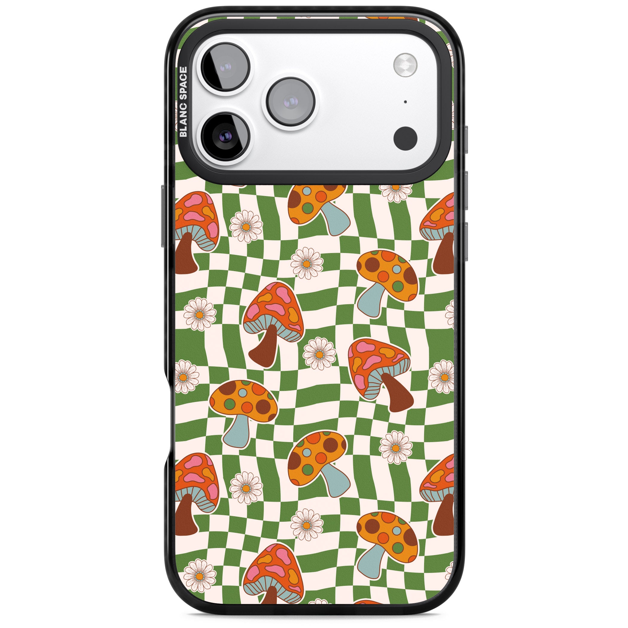 Wavy Checked Shroom & Bloom iPhone 17 Pro Max Impact Pro Black Phone Case