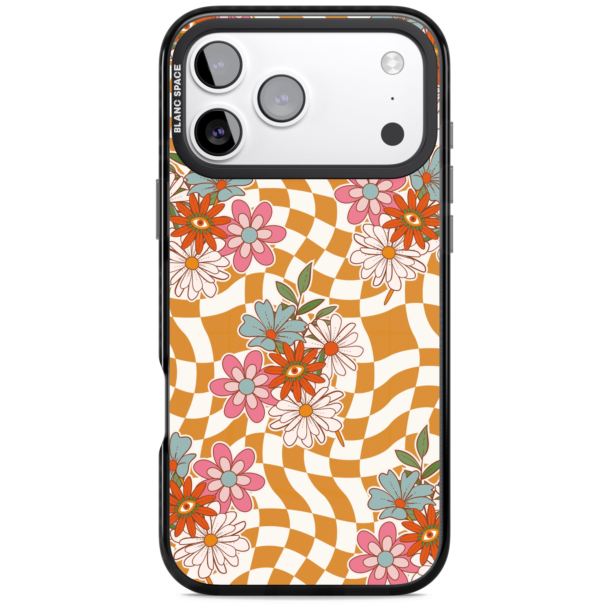 Wavy Checked Bloom iPhone 17 Pro Max Impact Pro Black Phone Case