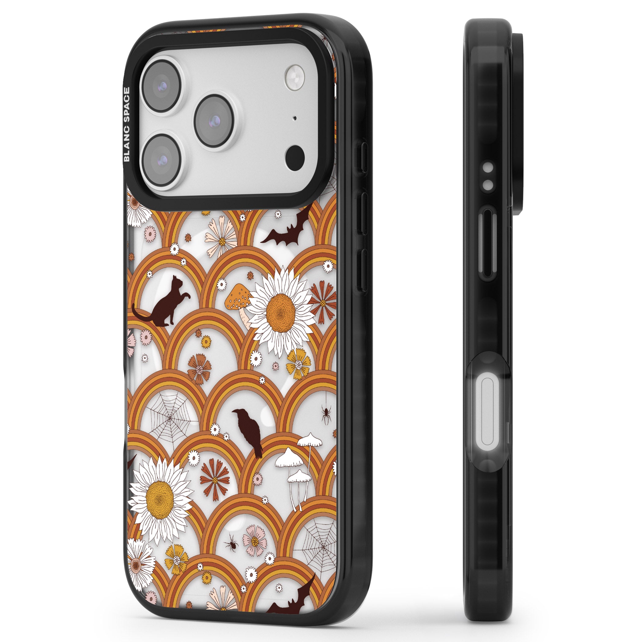 Halloween Rainbows iPhone 17 Pro Max Impact Pro Black Phone Case Side Profile
