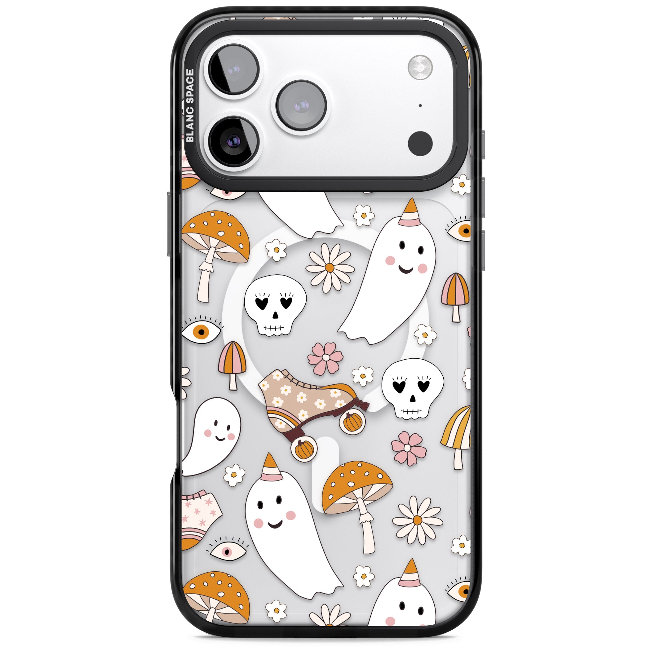 Cute Ghost And Skulls Pattern iPhone 17 Pro Max Impact Pro Black Phone Case