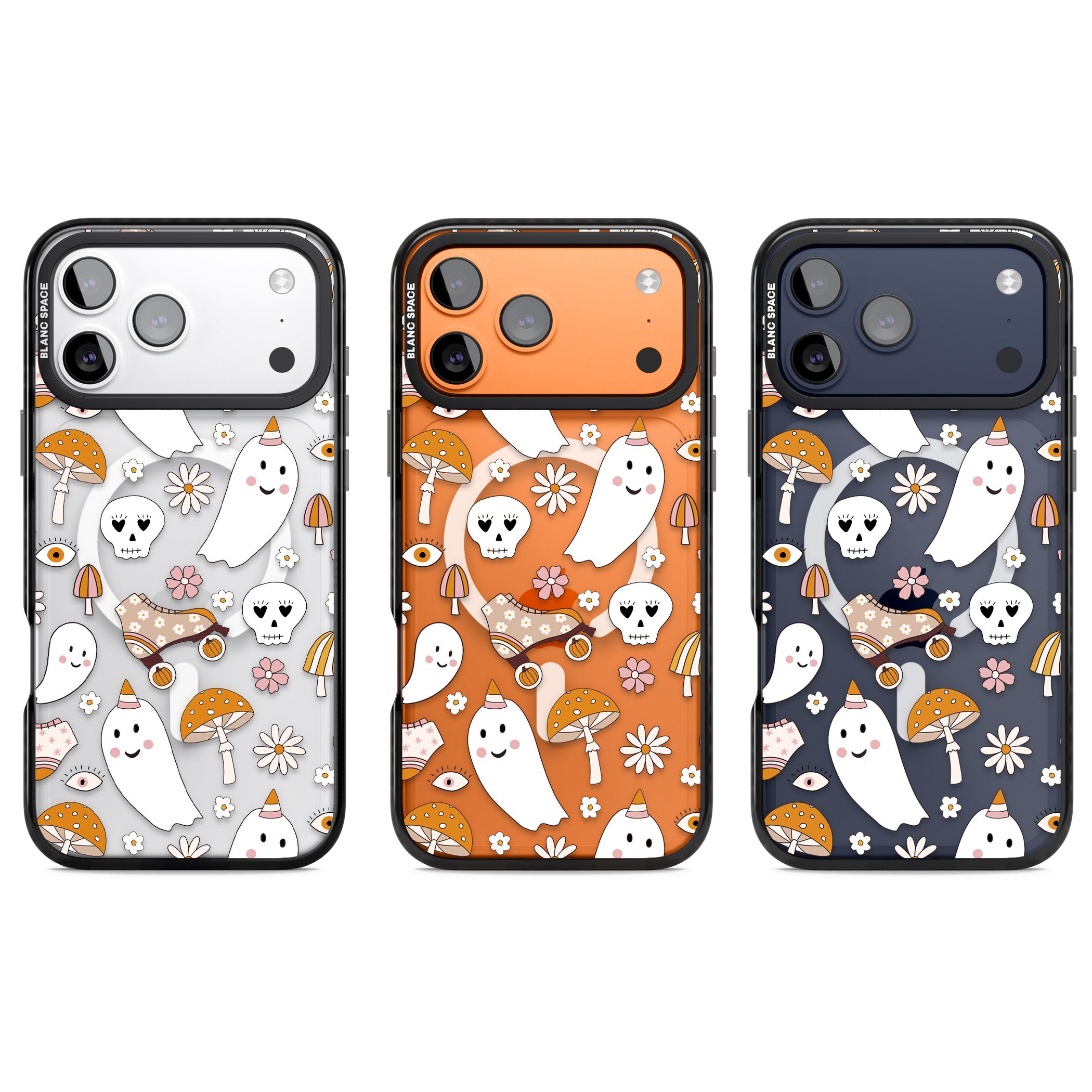 Cute Ghost And Skulls Pattern iPhone 17 Pro Impact Pro Black Phone Case APT Impact Protection